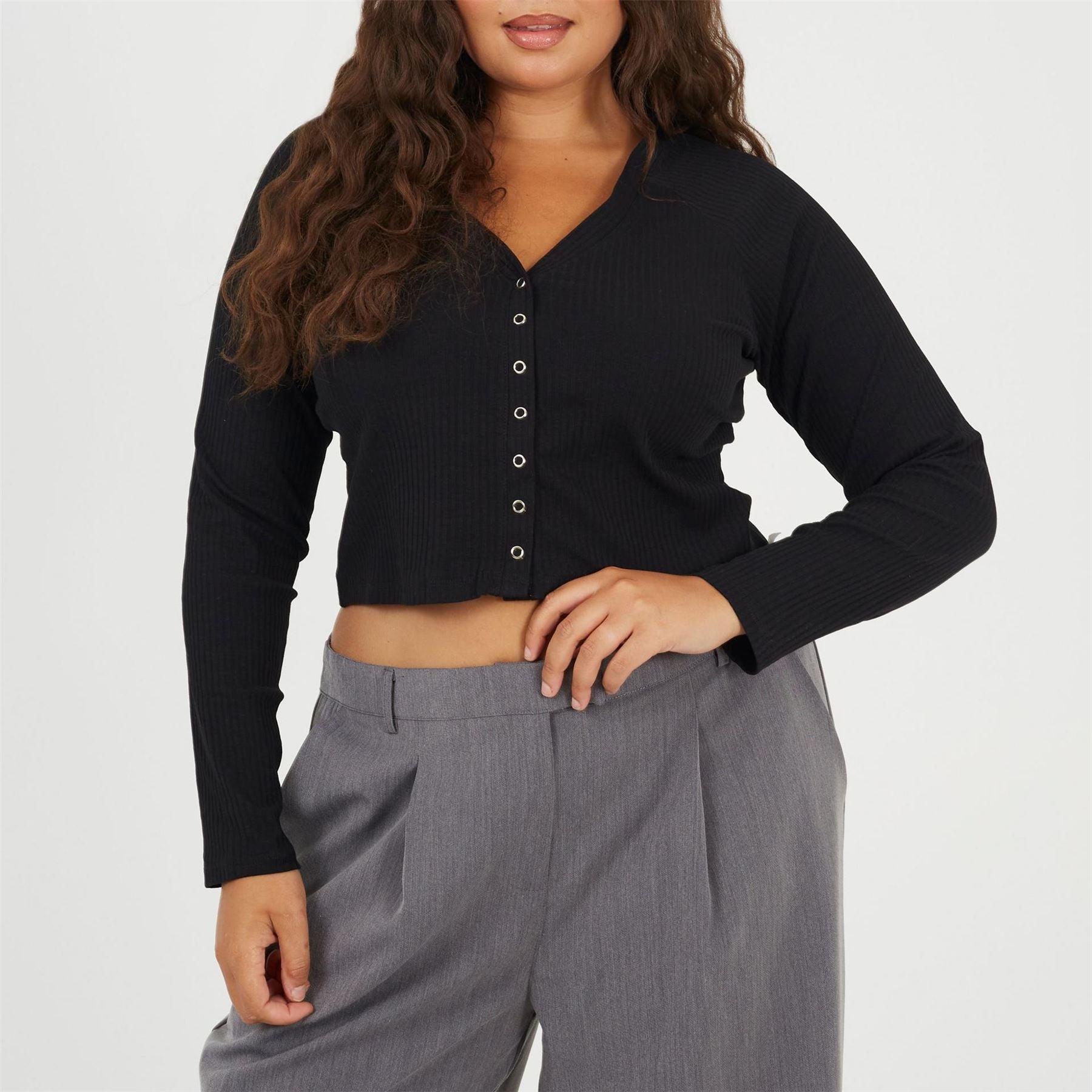 Brave Soul V-Neck Long Sleeve Button Placket Blouse