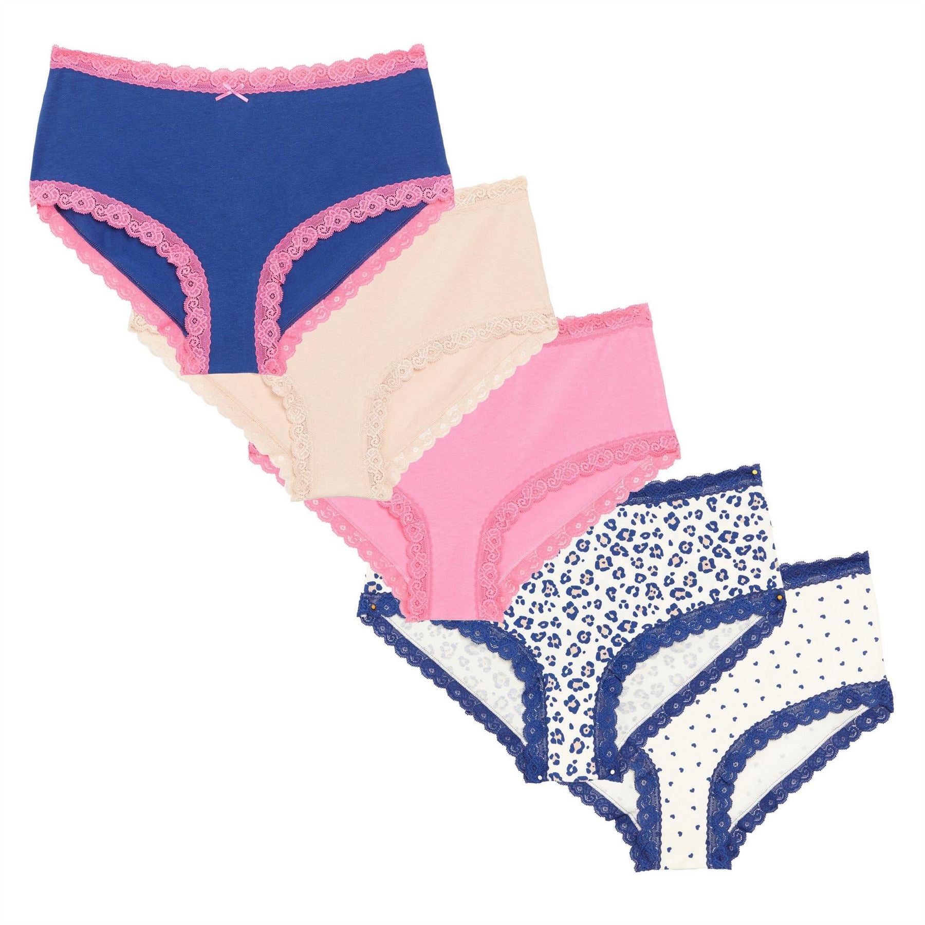 Be You Lace Detail 5 Pack Shortie Briefs