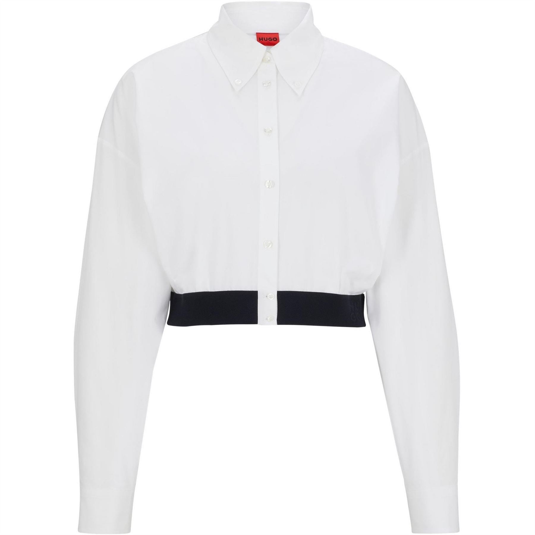 Hugo Collared Neck Drop Shoulder Long Sleeve Shirt