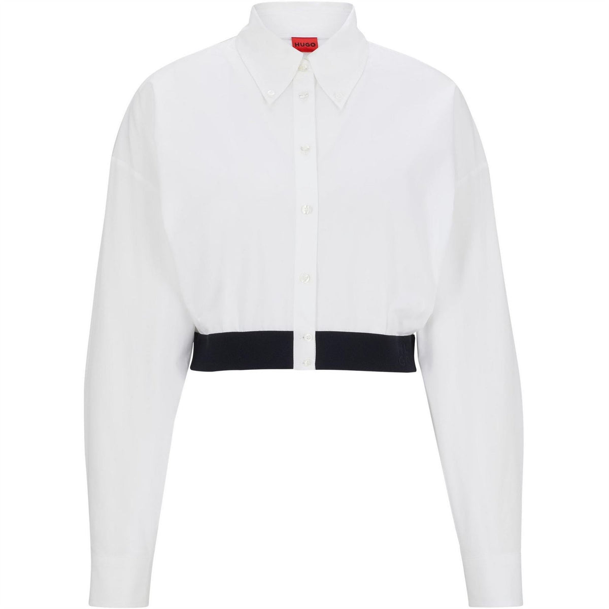 Hugo Collared Neck Drop Shoulder Long Sleeve Shirt