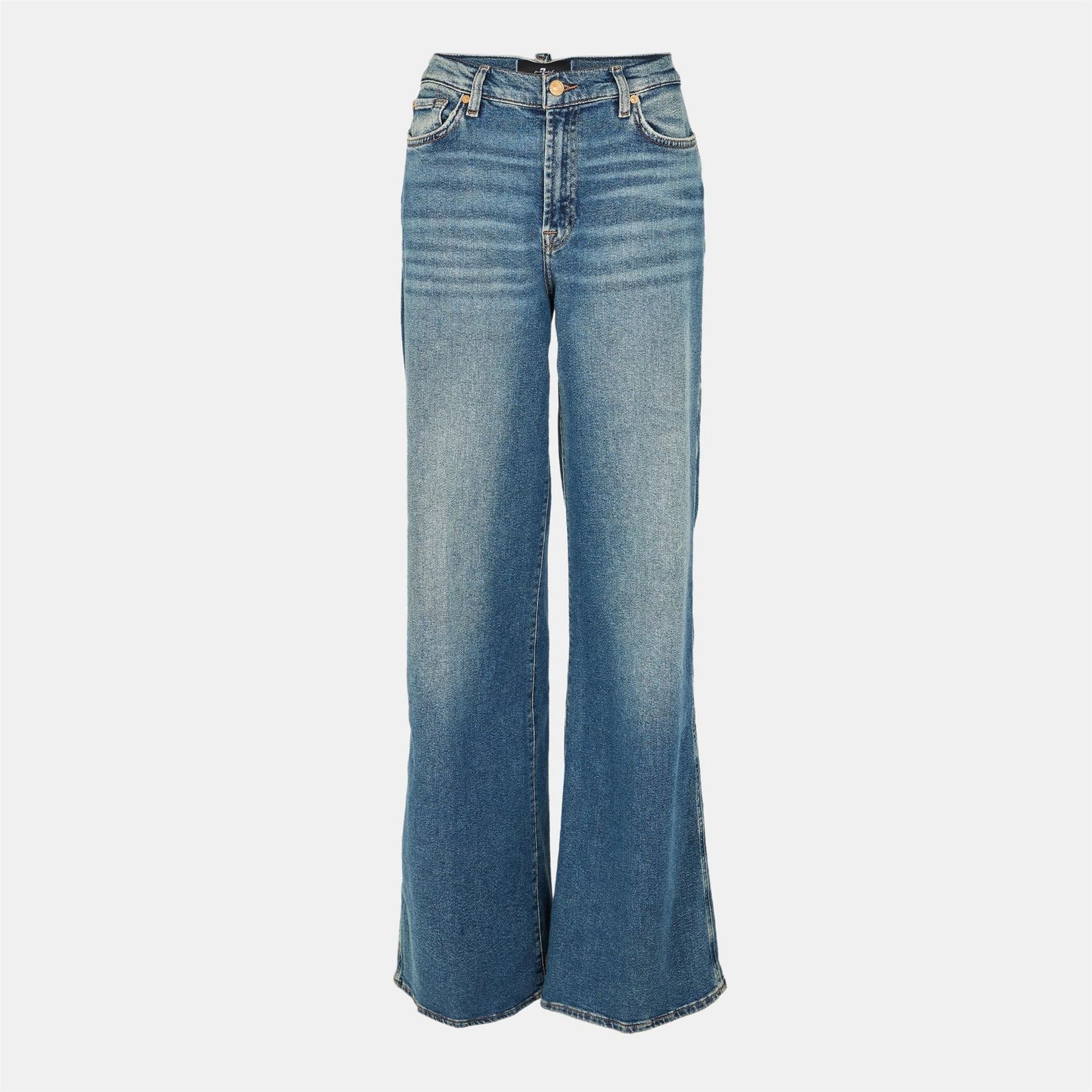 7 For All Mankind Lotta Light Wash Patterned Wide Leg Jeans