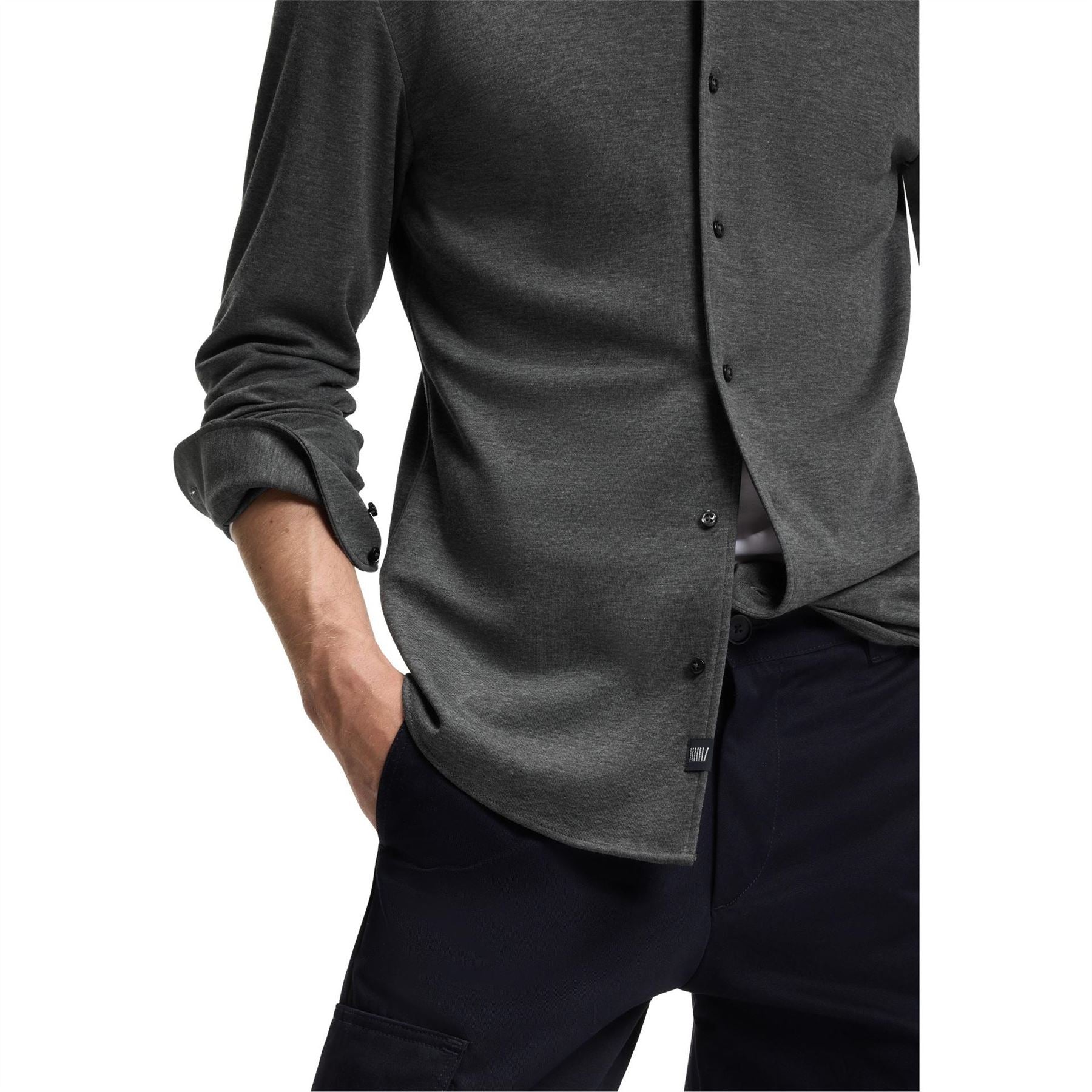 Boss Rudy Double Breasted Lyocell Long Sleeve Slim Fit Shirt