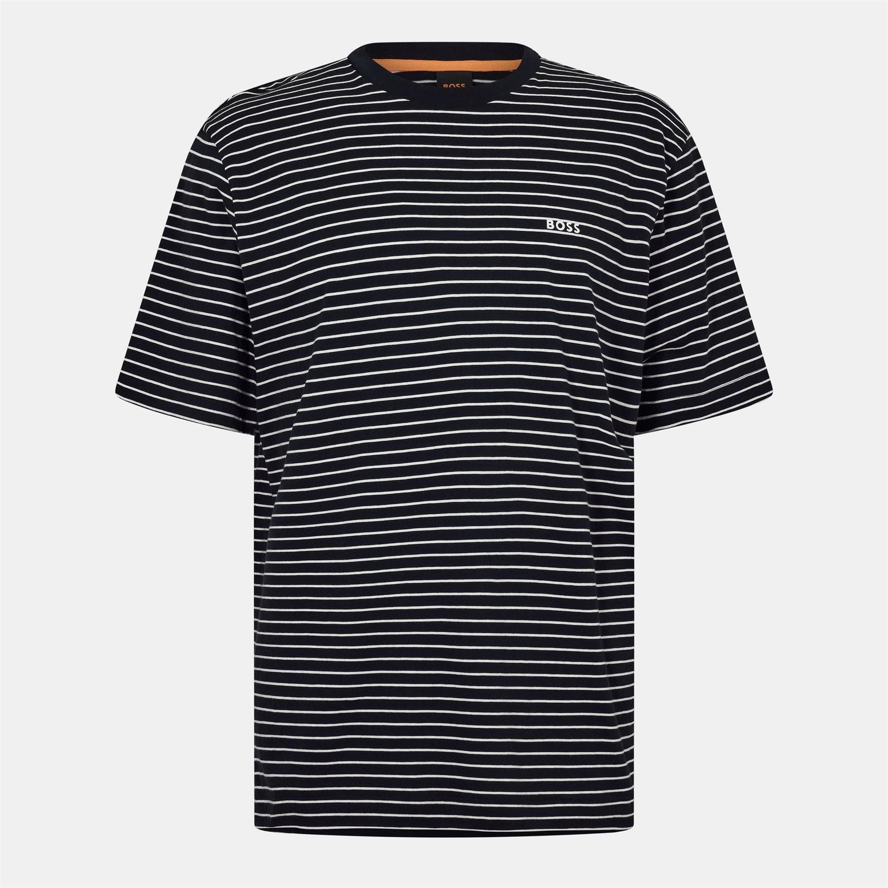 Boss Crew Neck Ribbed Collar Short Sleeve T-Shirt