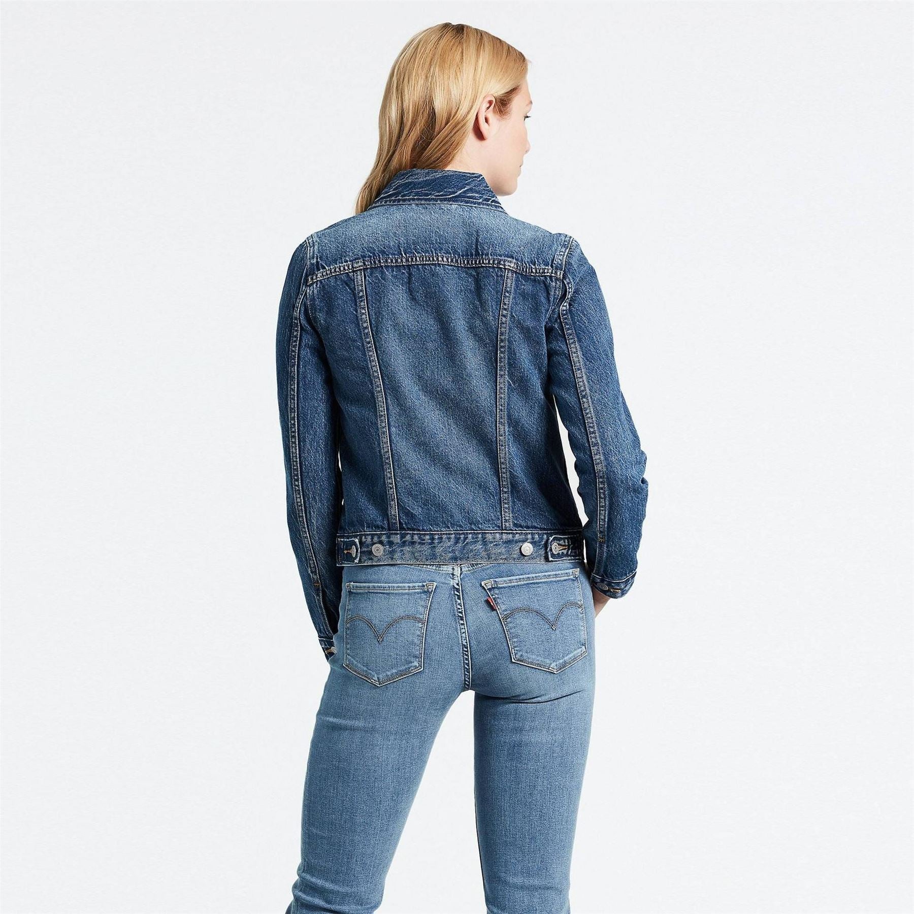 Levis Ex Boyfriend Trucker Cotton Long Sleeve Point Collar Denim Jacket