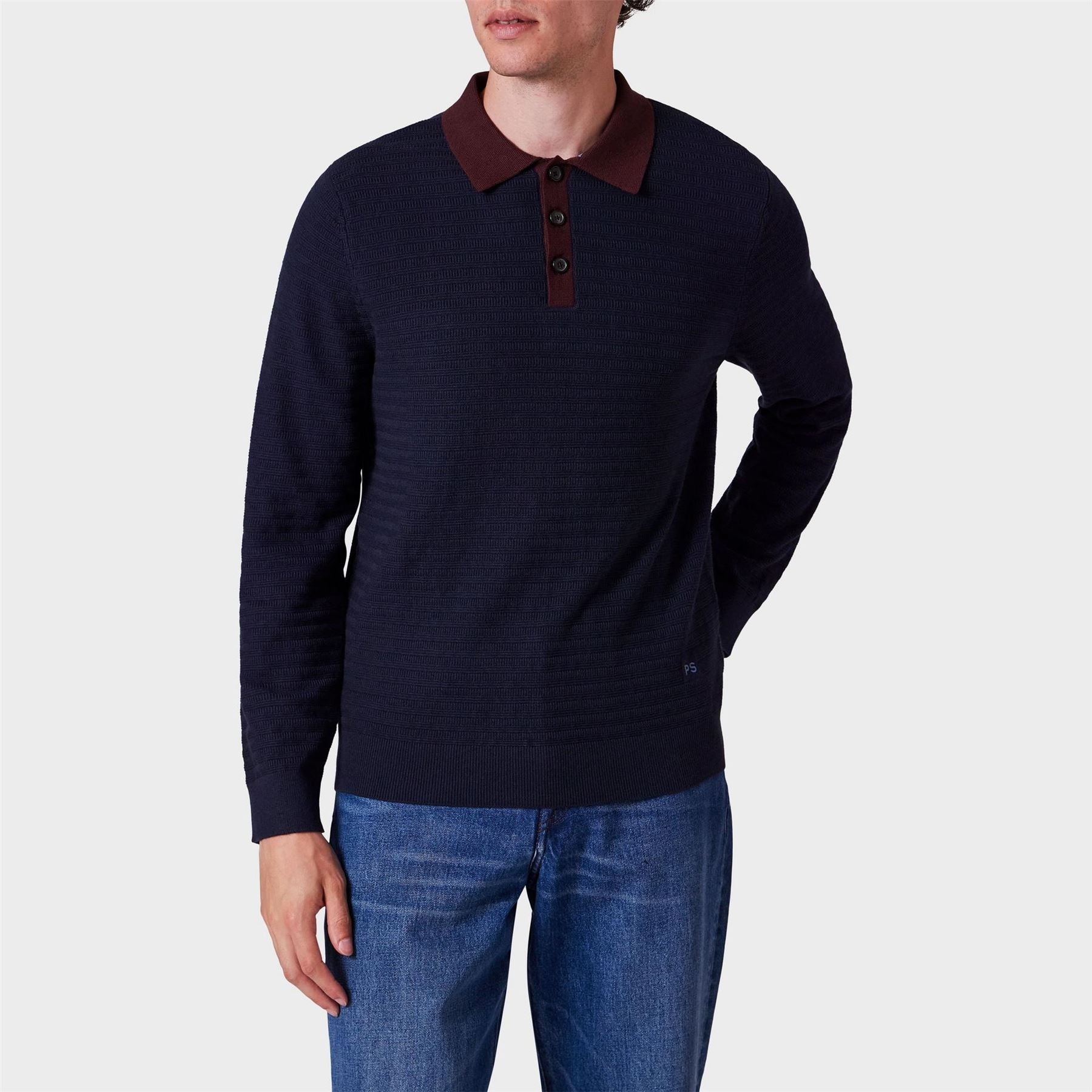 PS Paul Smith Embroidered Collared Neck Long Sleeve Sweater