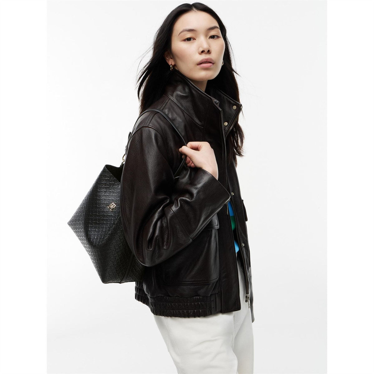 Tommy Hilfiger Icon Satchel Mono Faux Leather Shoulder Bag