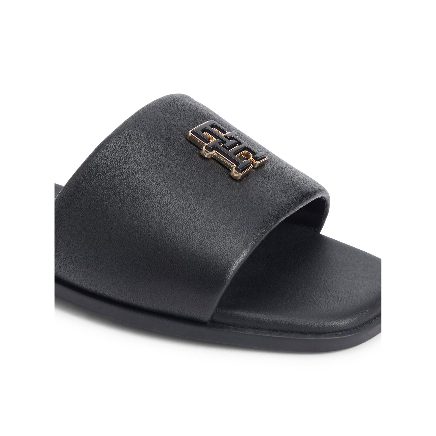 Tommy Hilfiger Monogram Strap Leather Mules
