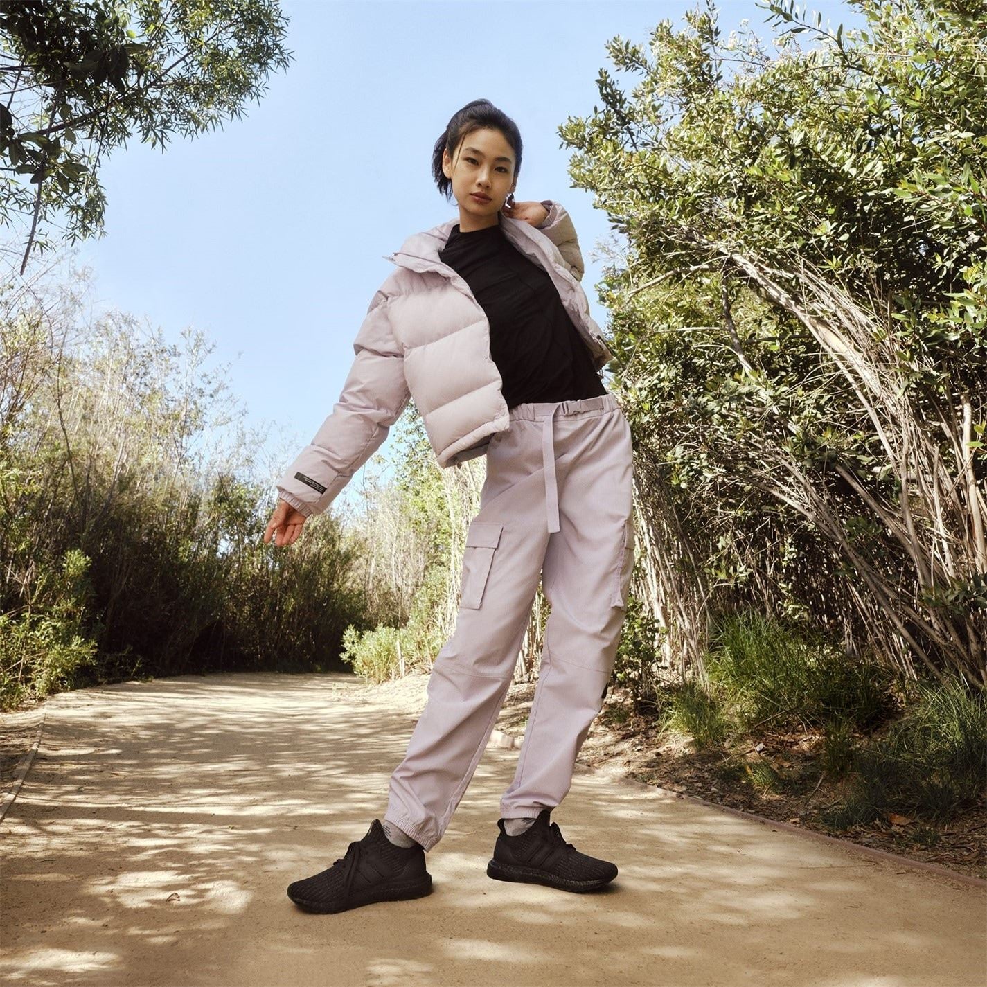 adidas Solid Patterned Snap Button Ribbed Cuff Puffer Jacket