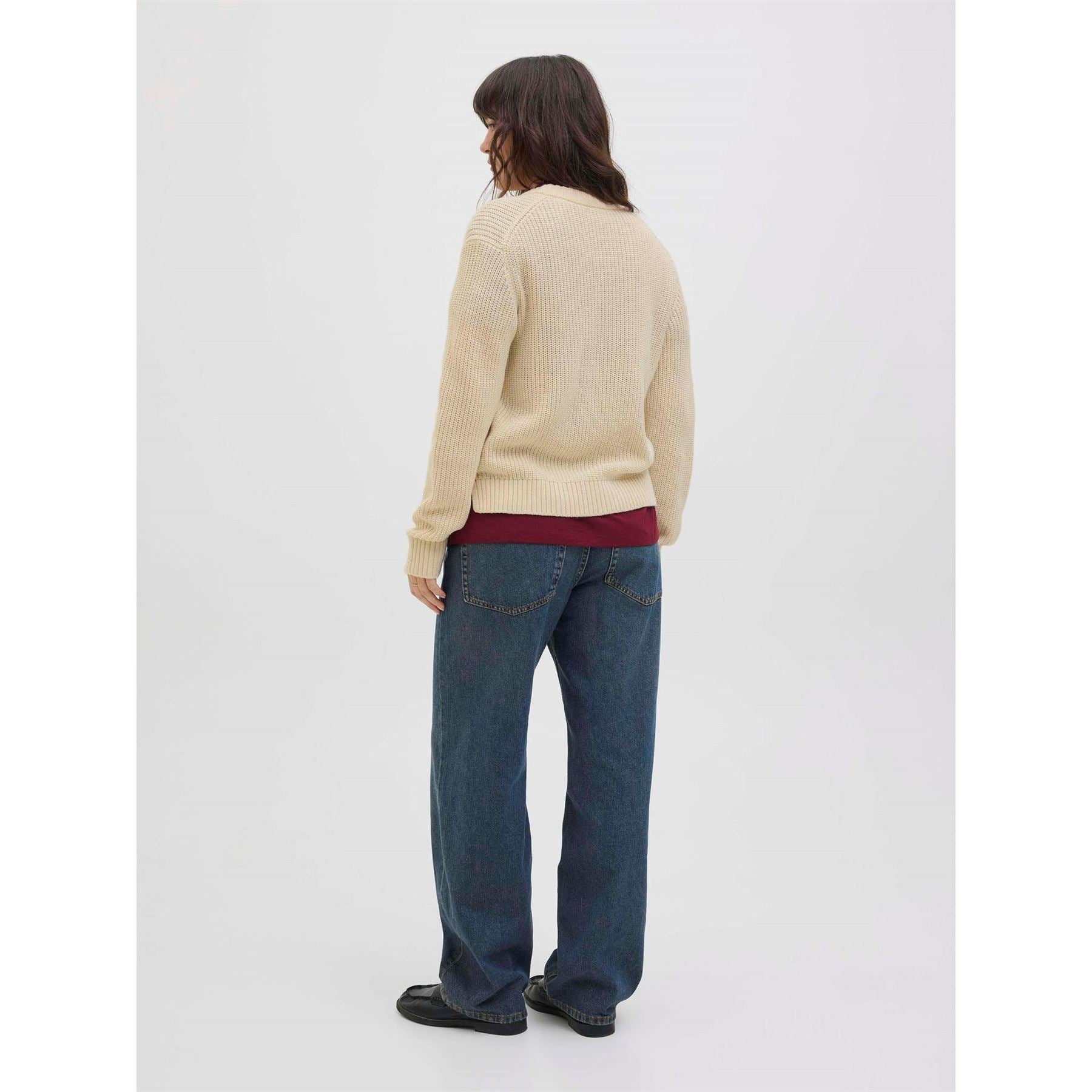 JJXX Crew Neck Ribbed Collar Raglan Sleeve Sweater