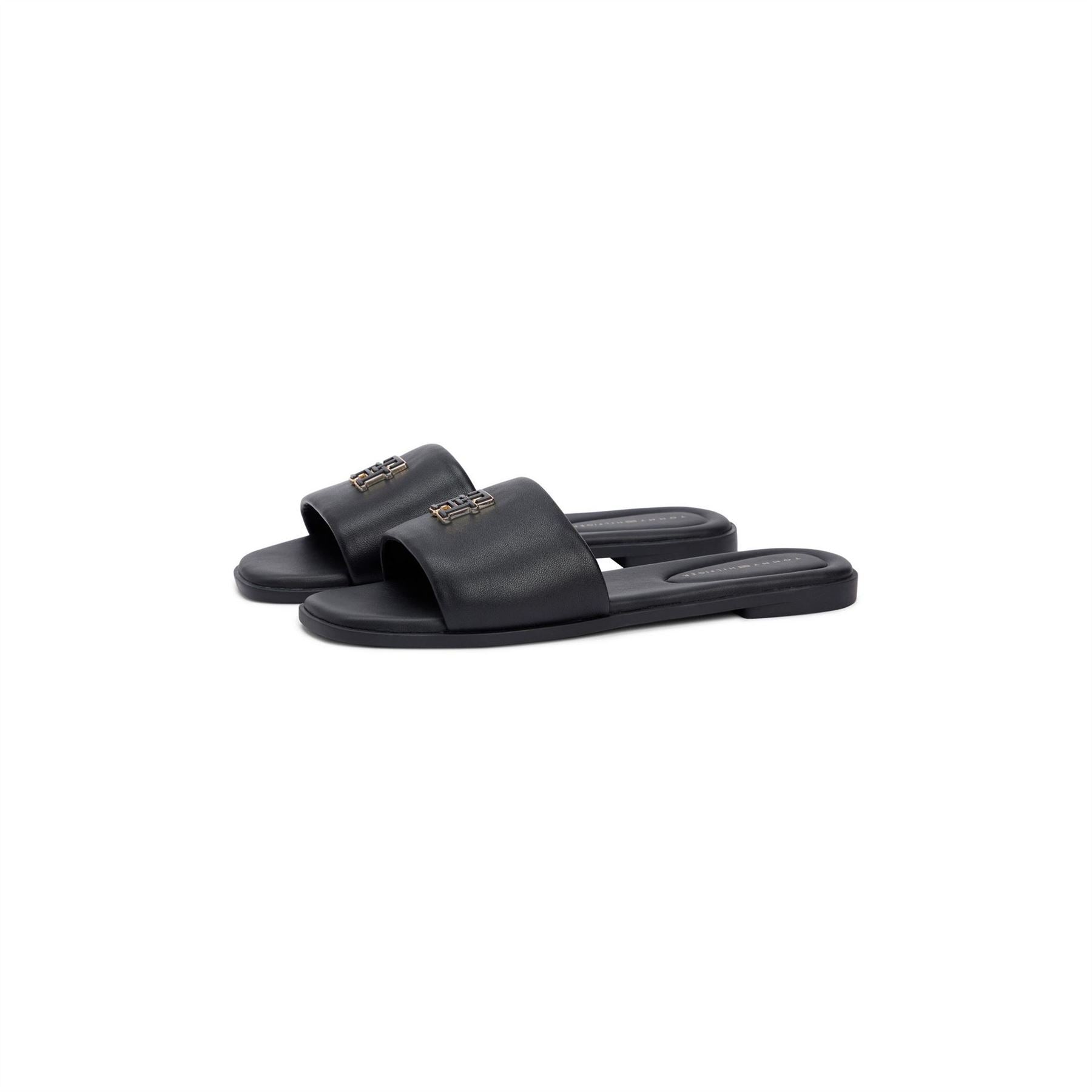 Tommy Hilfiger Monogram Strap Leather Mules