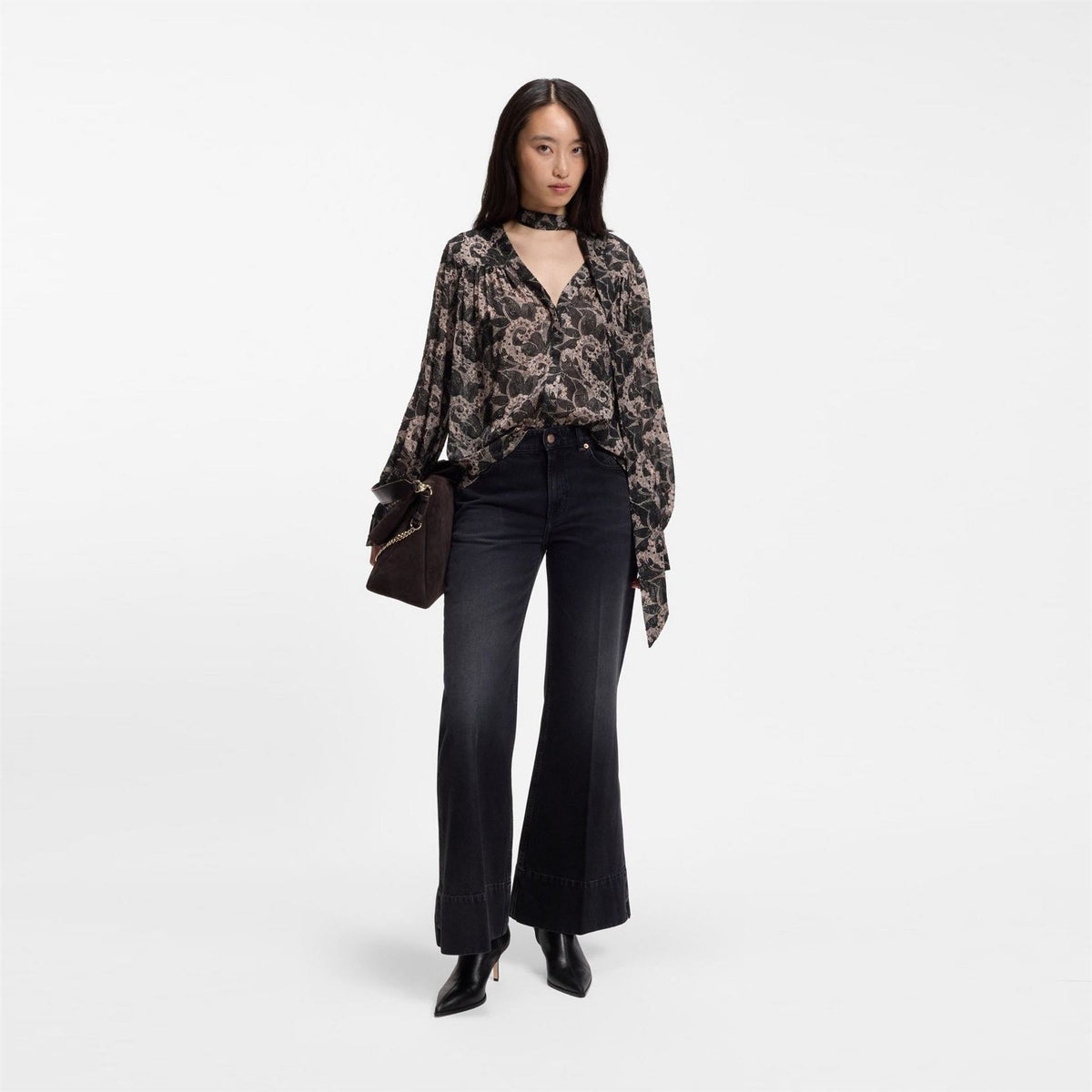 Boss Wrap Tie V Neck Tailored Blouse (bemely)