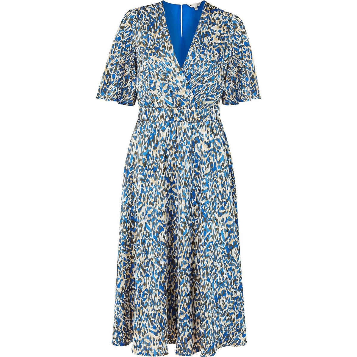Yumi Animal Print Wrap Midi Skater Dress