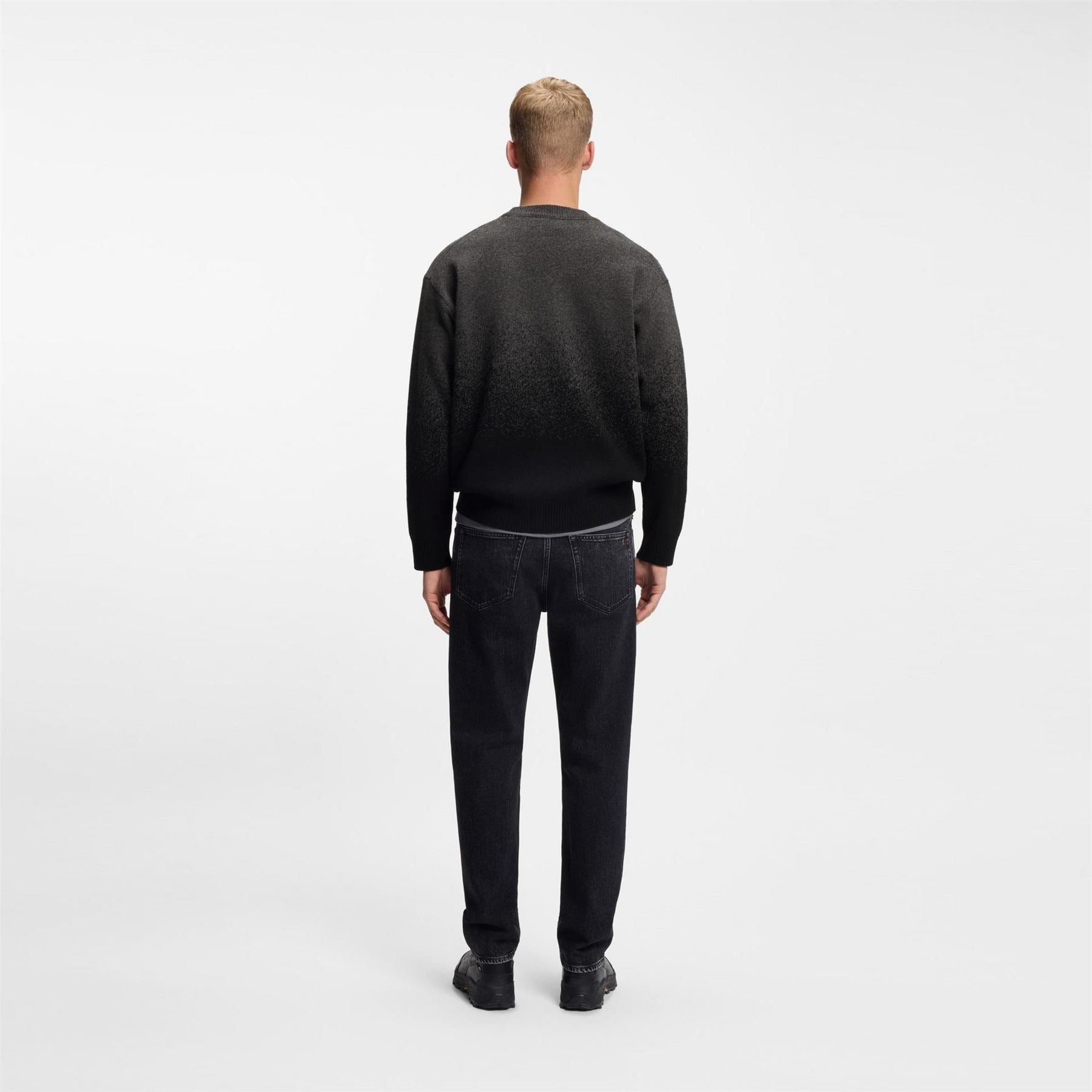 Boss Crew Neck Ribbed Collar Long Sleeve Sweatshirt