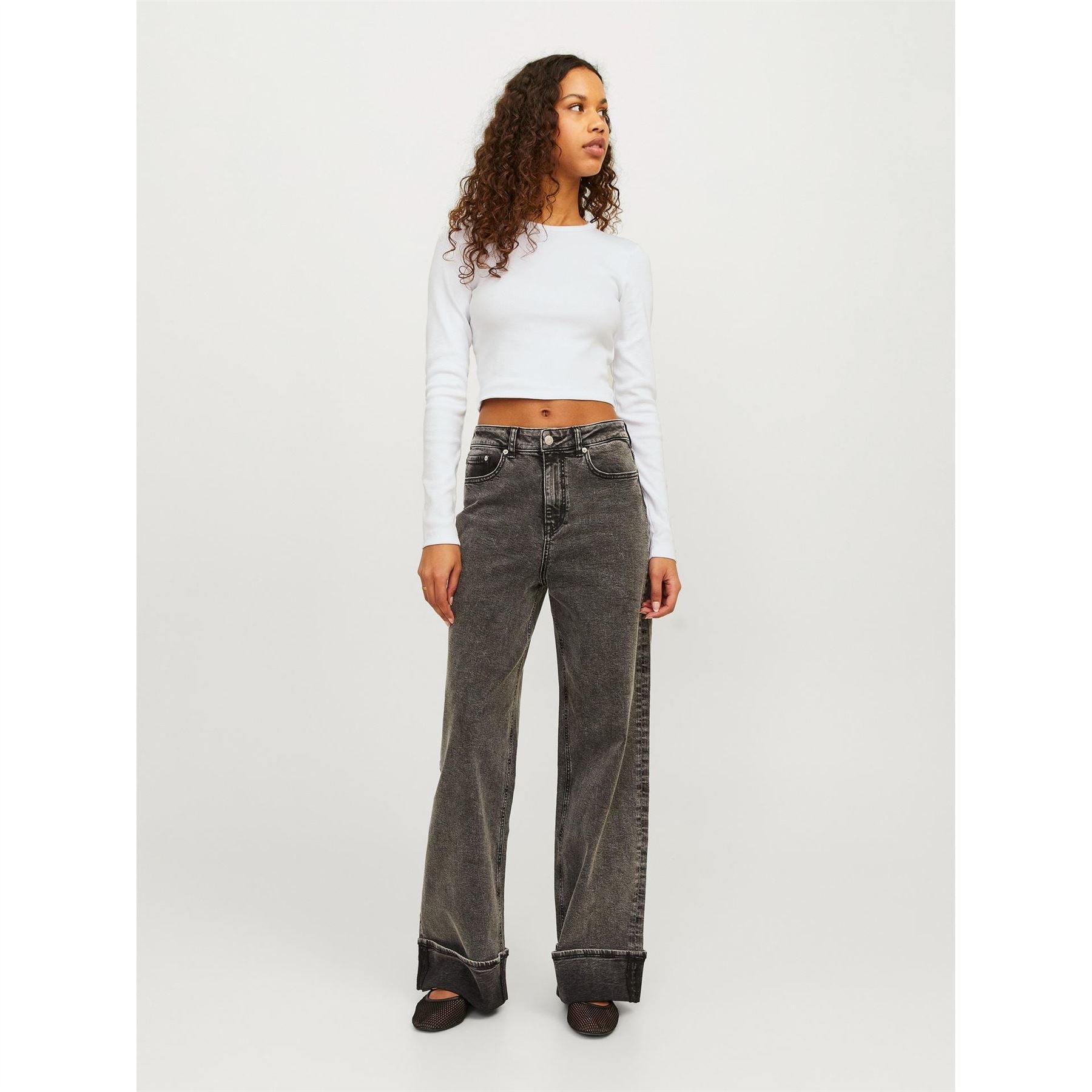 JJXX Feline Slim Fit Cropped Long Sleeve T-Shirt
