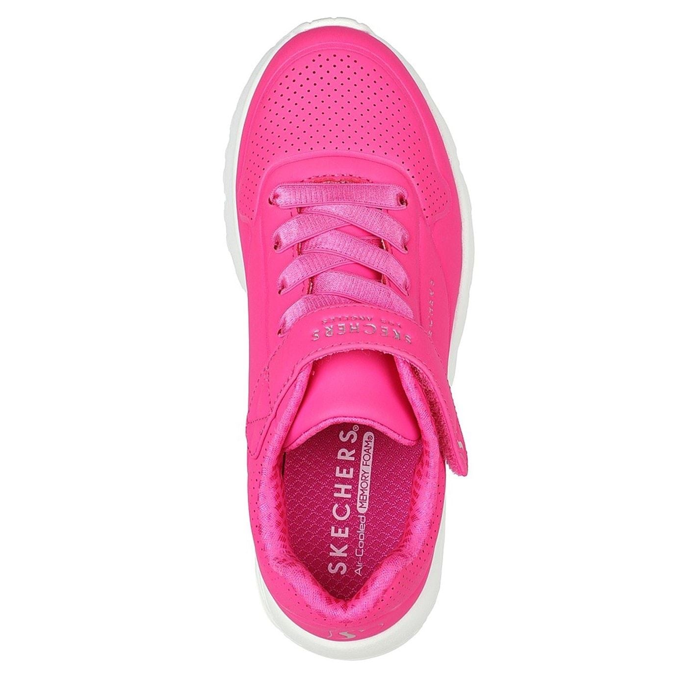 Skechers Duraleather W Metallic Heel Lace Up Low Top Trainers Girls