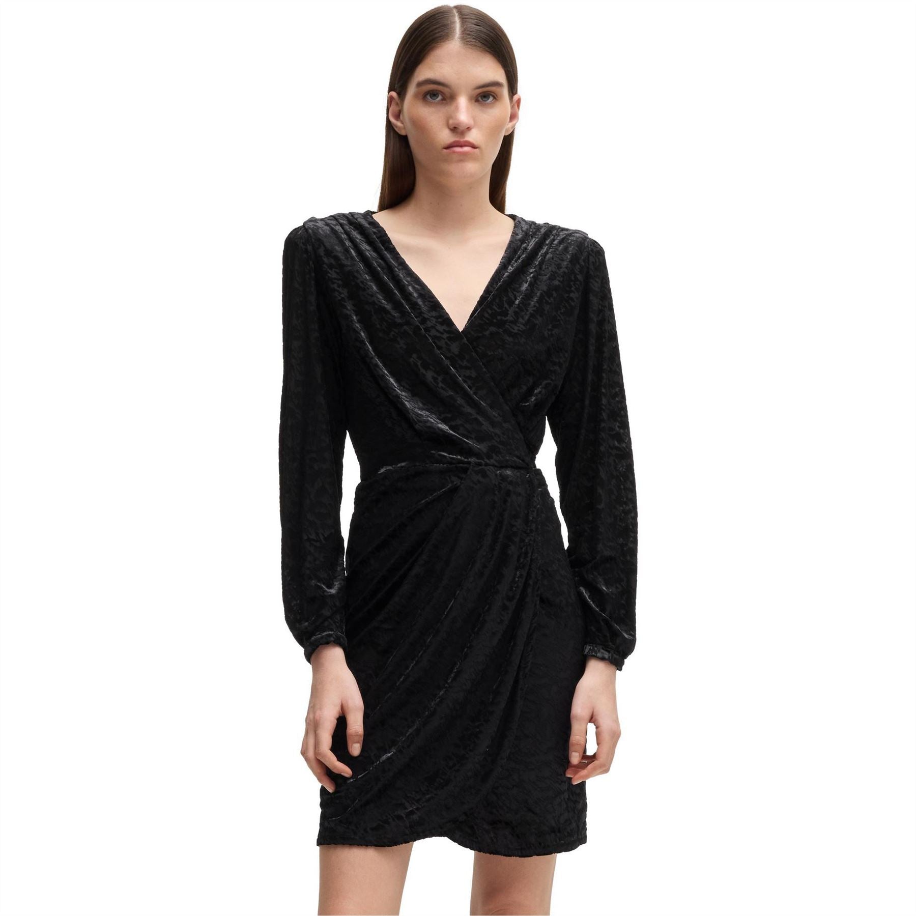 Boss Edevoras V-Neck Long Sleeve Knee Length Dress