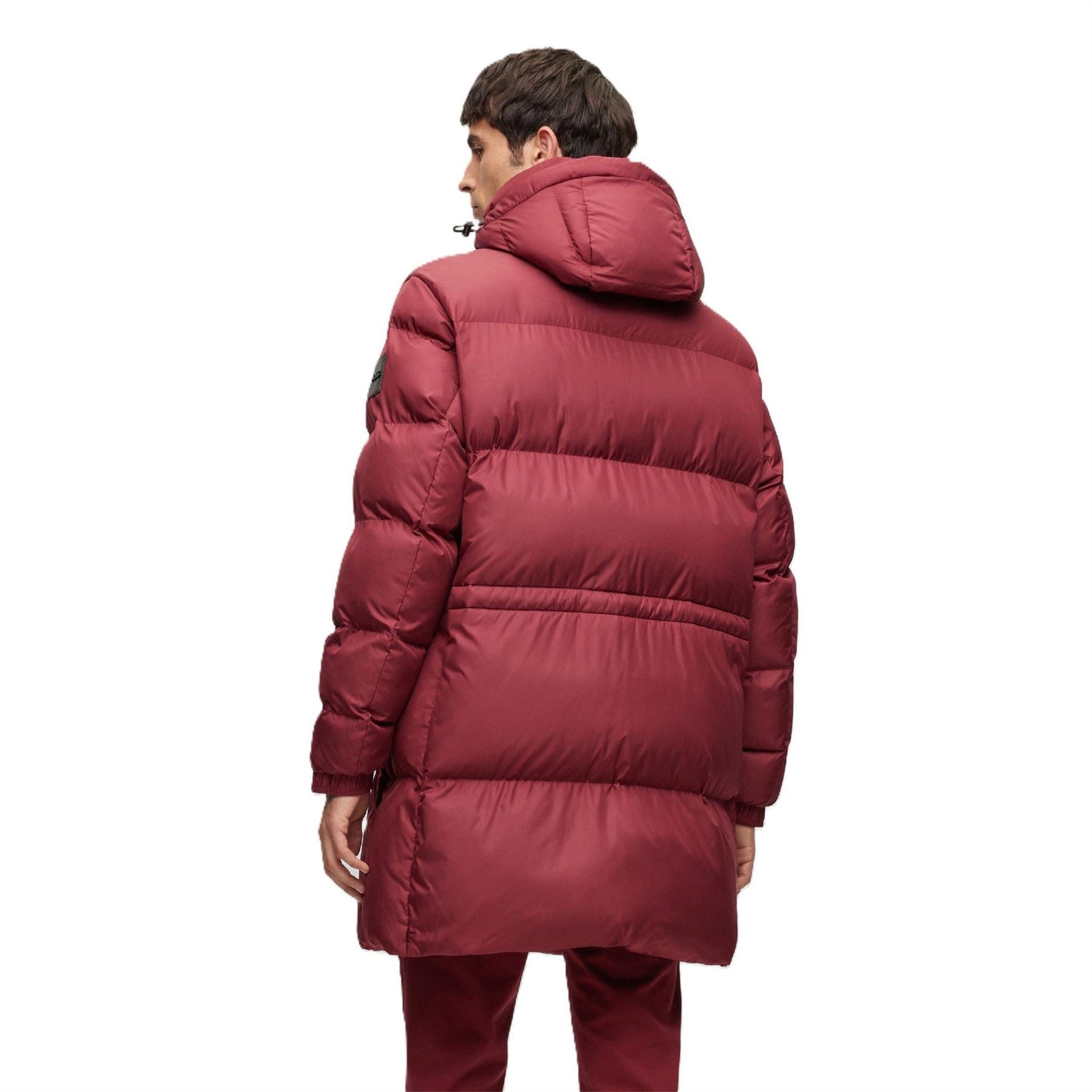 Boss Hooded Solid Patterned Puffer Coat