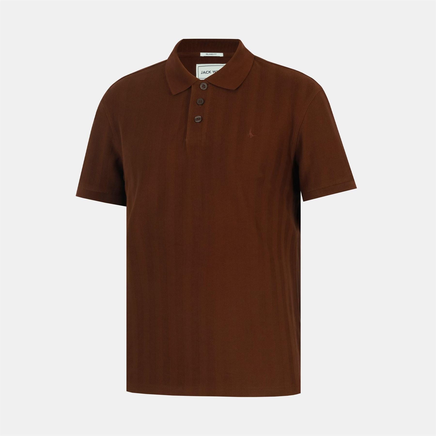 Jack Wills Herringbone Cotton Short Sleeve Polo Shirt