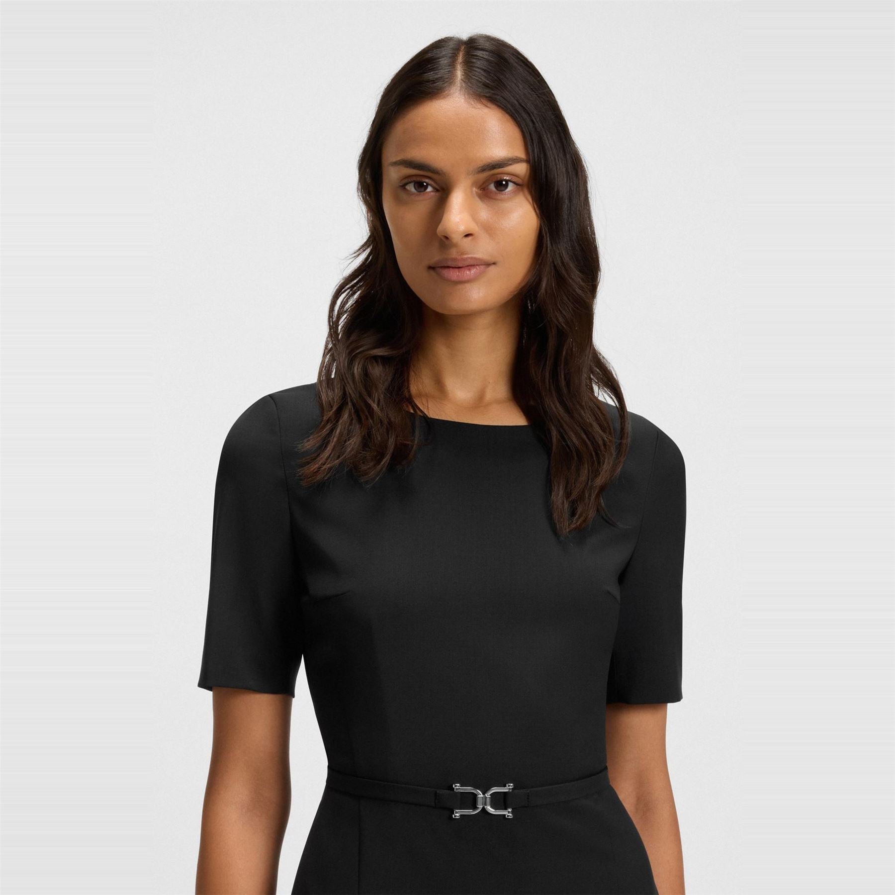 Boss Daleah Boat Neck Short Sleeve Knee Length Dress