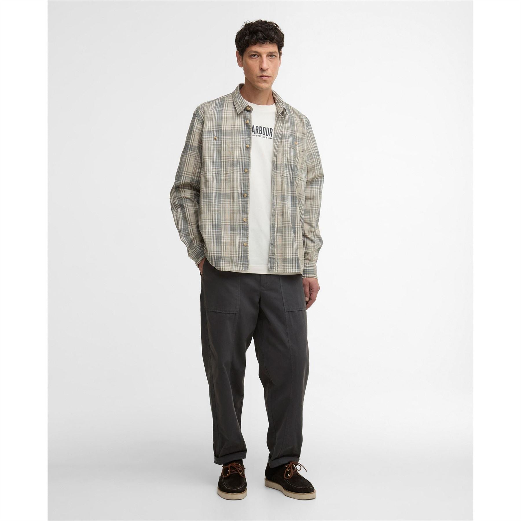 Barbour Maxwell Checked Patch Long Sleeved Relaxed Shirt