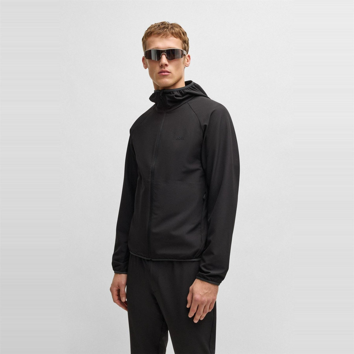 Boss Commuter Solid Patterned Hooded Softshell Jacket with Zipped Pocket