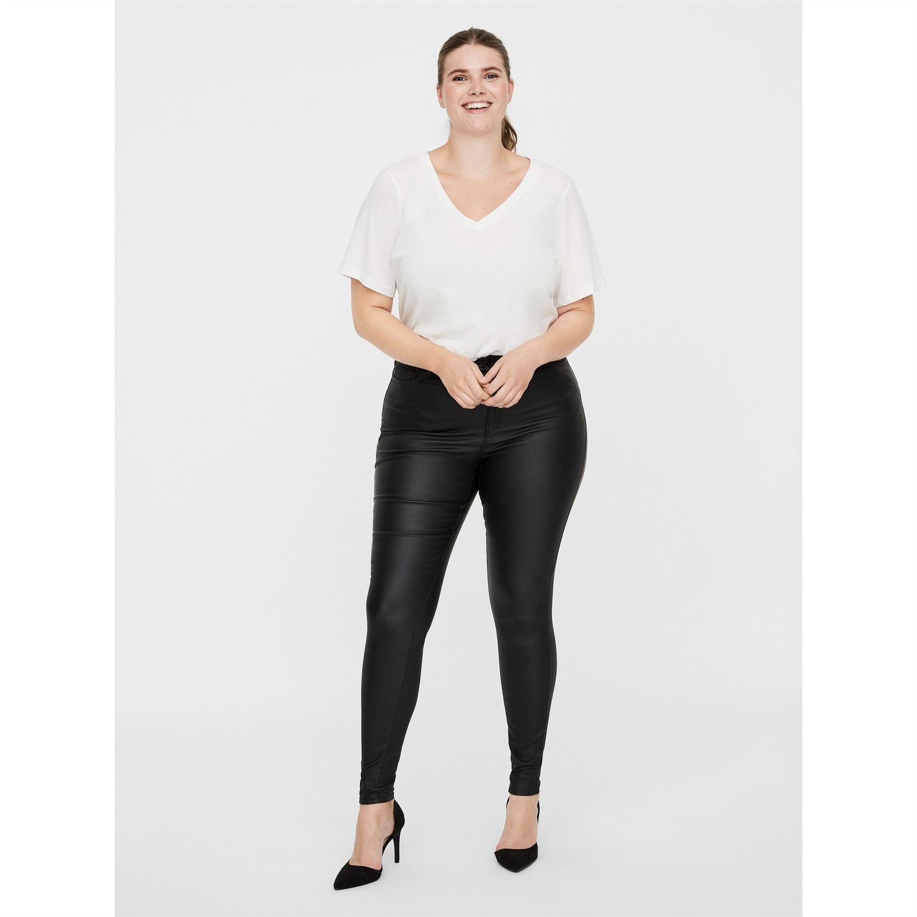 Vero Moda Curve Curved Plus Size Leather Trousers