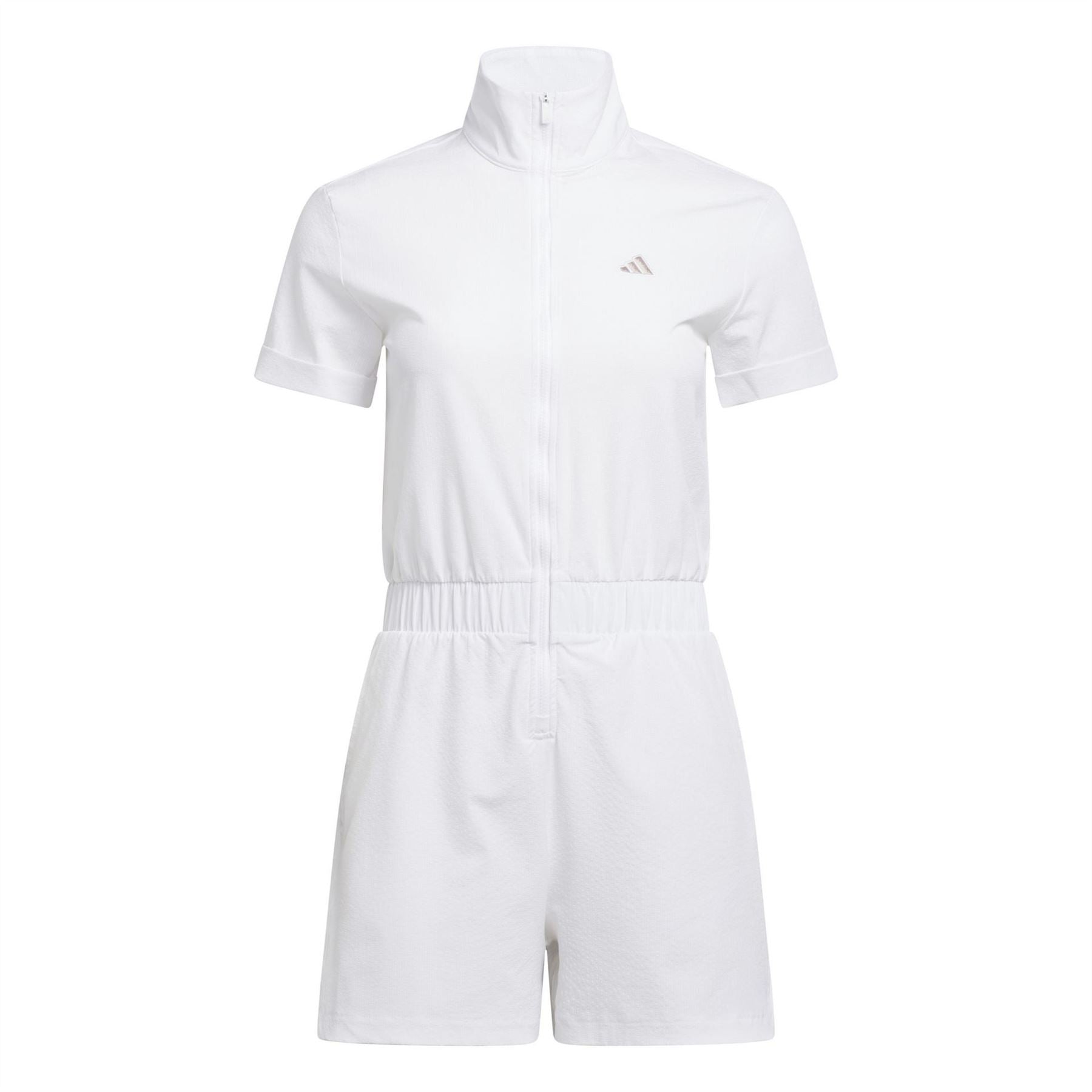adidas Collared Neck Short Sleeve Solid Patterned Playsuit