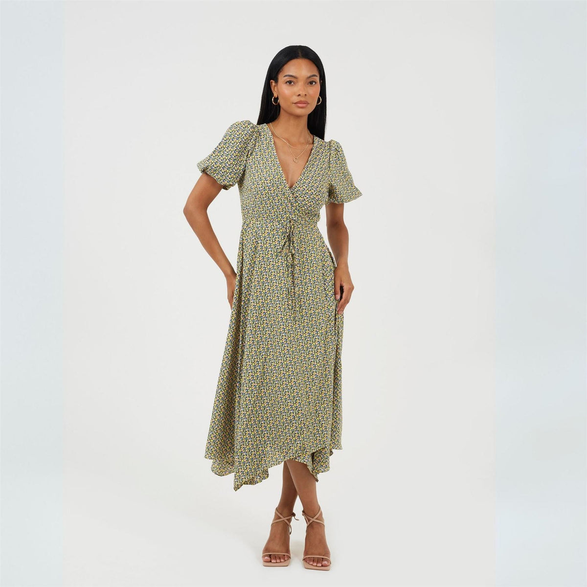Brave Soul V-Neck Short Sleeve Midi Dress