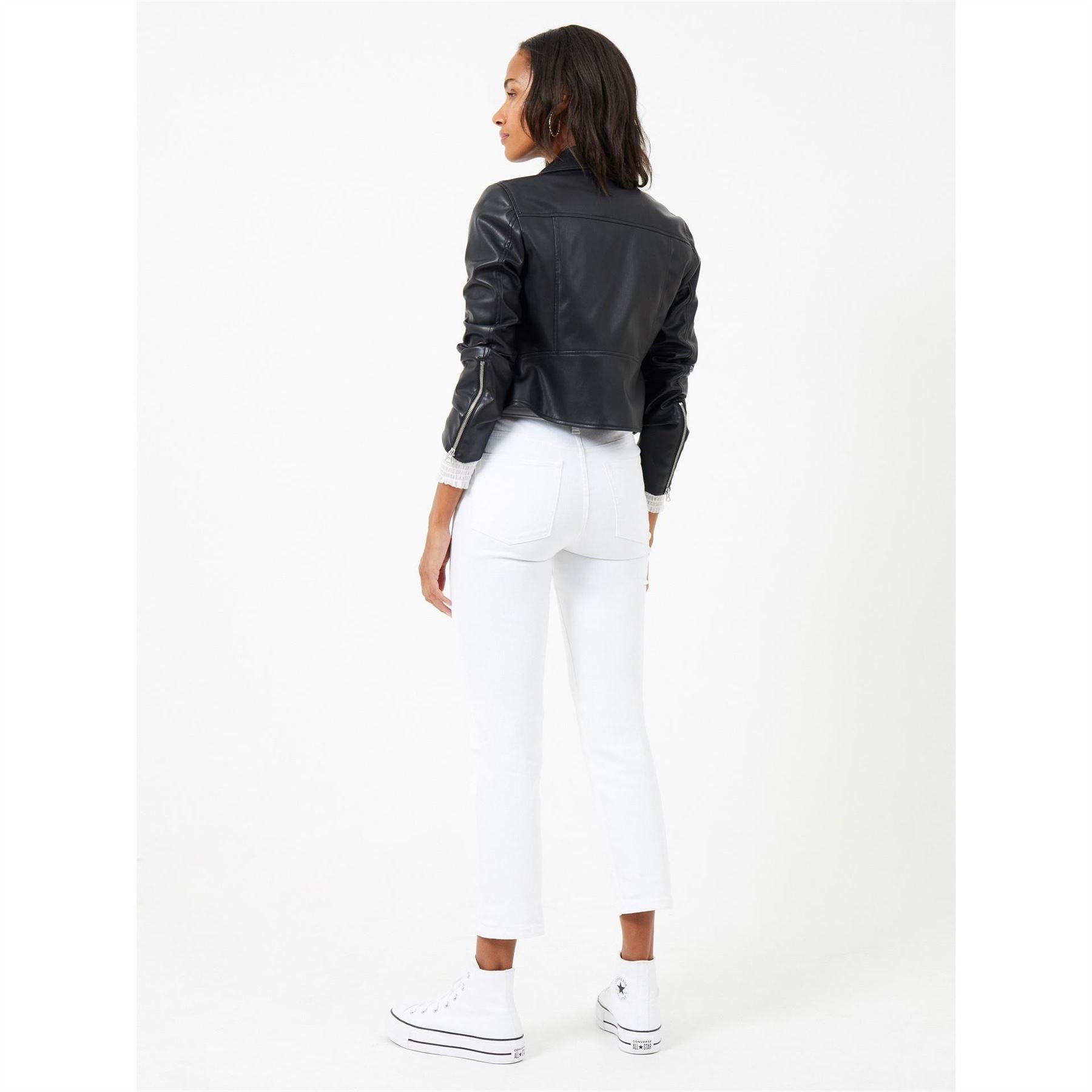 French Connection Pu Faux Leather Biker Jacket