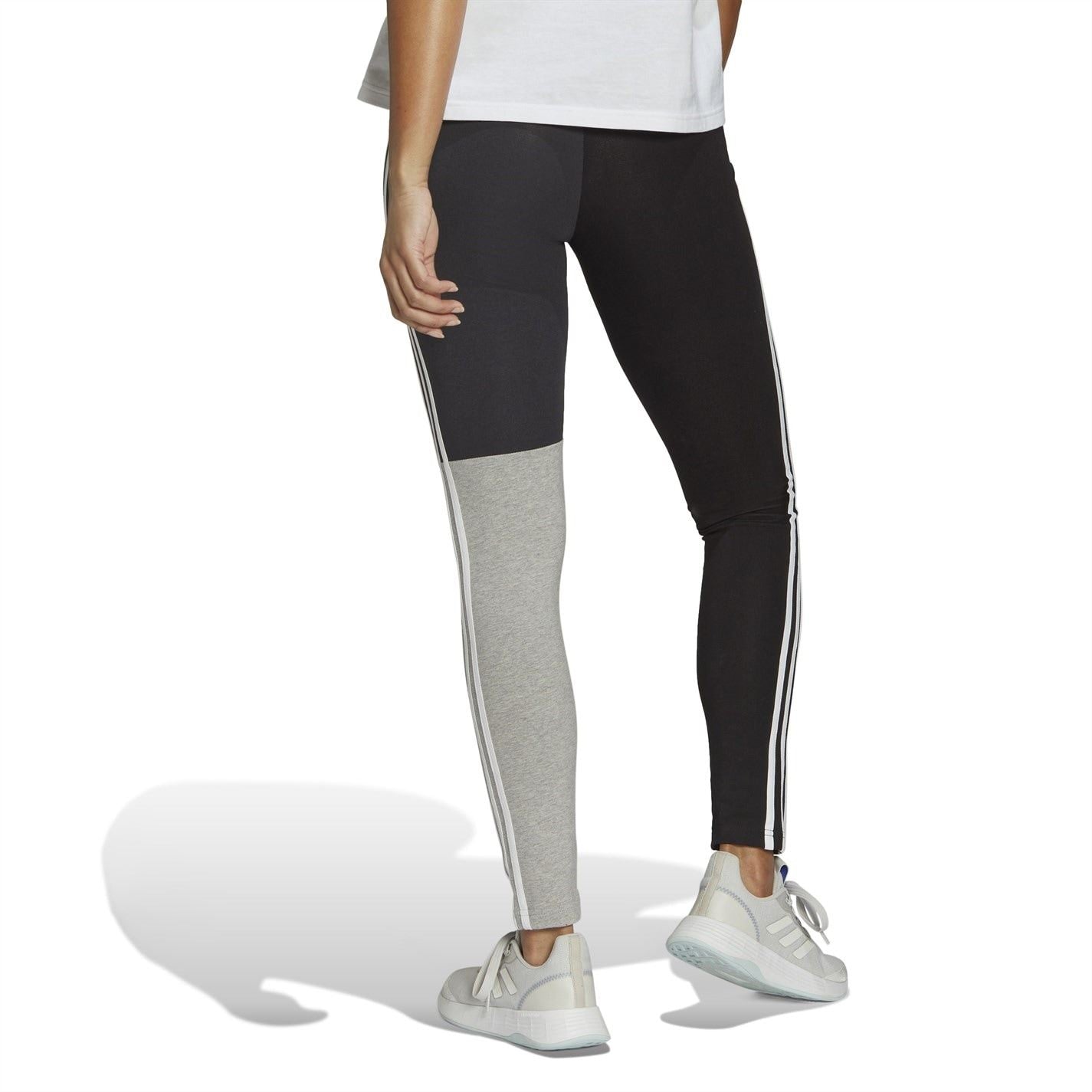 adidas Womens Essentials 3 Stripes Colourblock Cotton Leggings