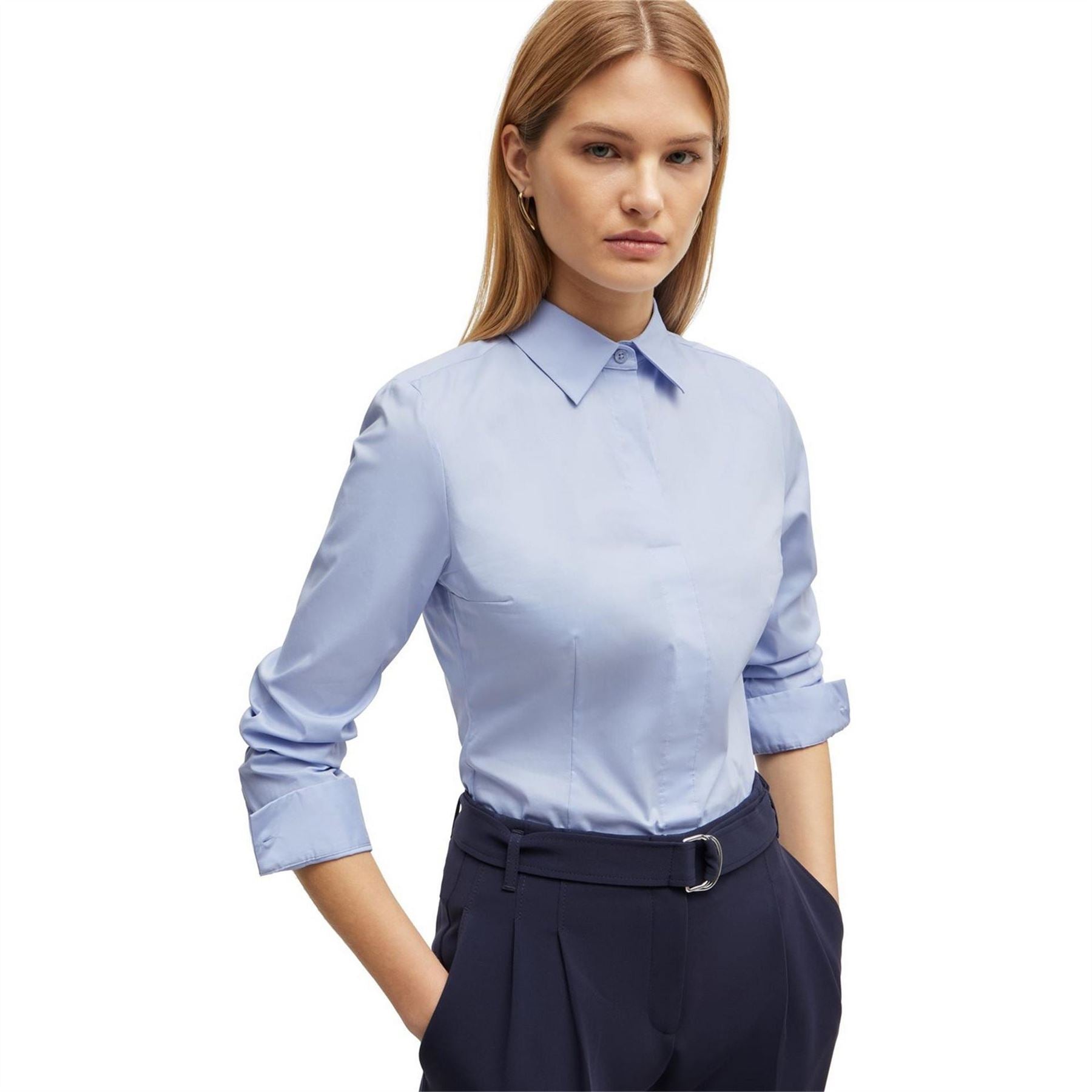 Boss Collared Neck Long Sleeve Regular Fit Shirt