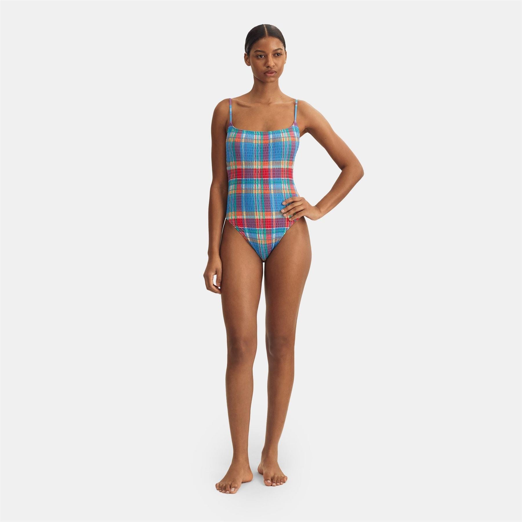 Polo Ralph Lauren Plaid Patterned One Piece Swimsuit