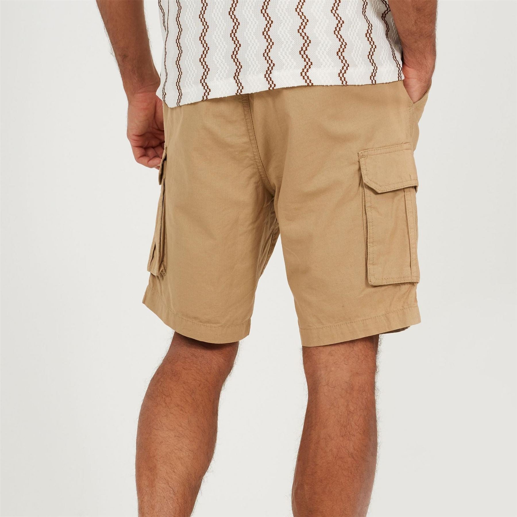 Brave Soul Mens Cotton Canvasas Cargo Shorts