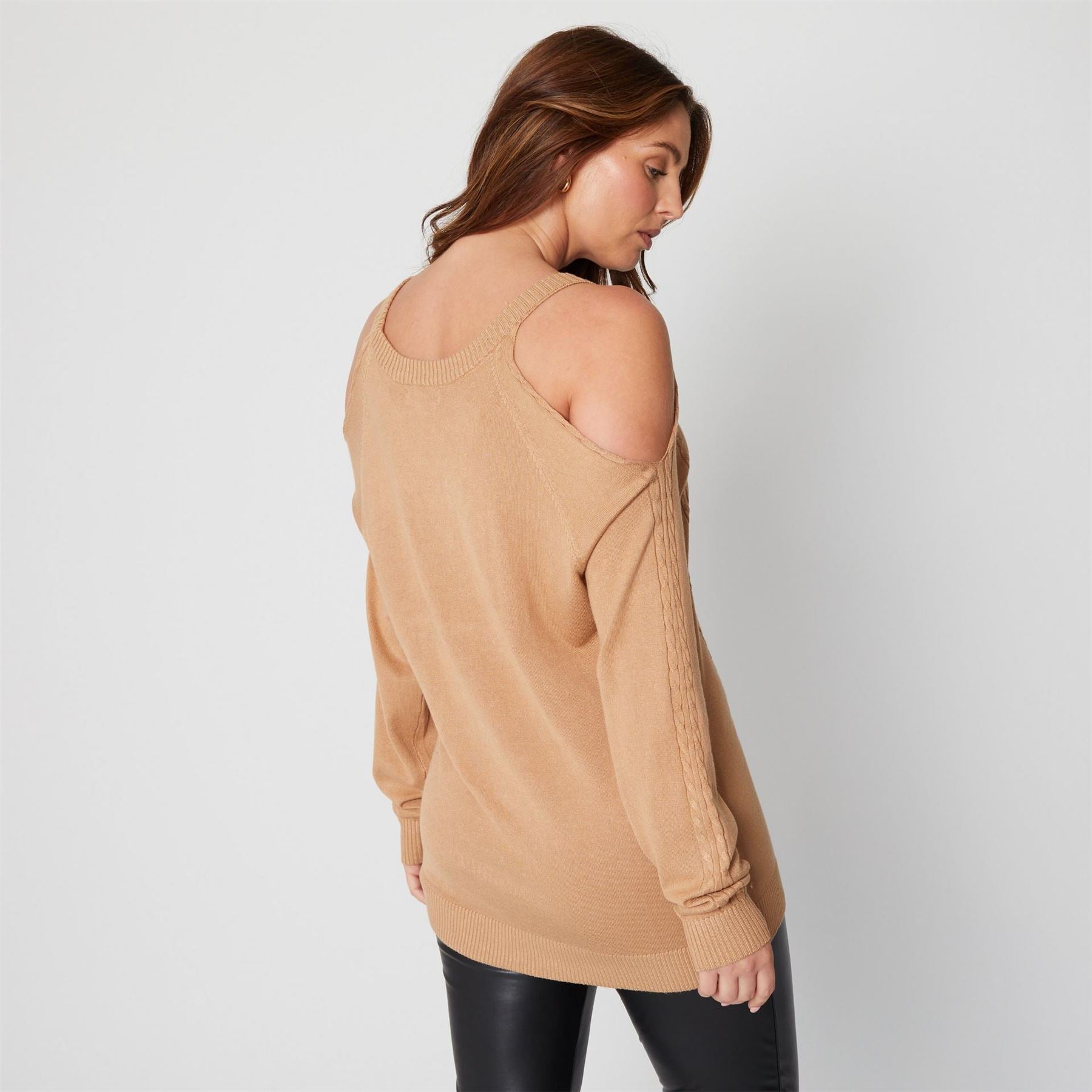 Be You Cold Shoulder Fine Knit Jumper