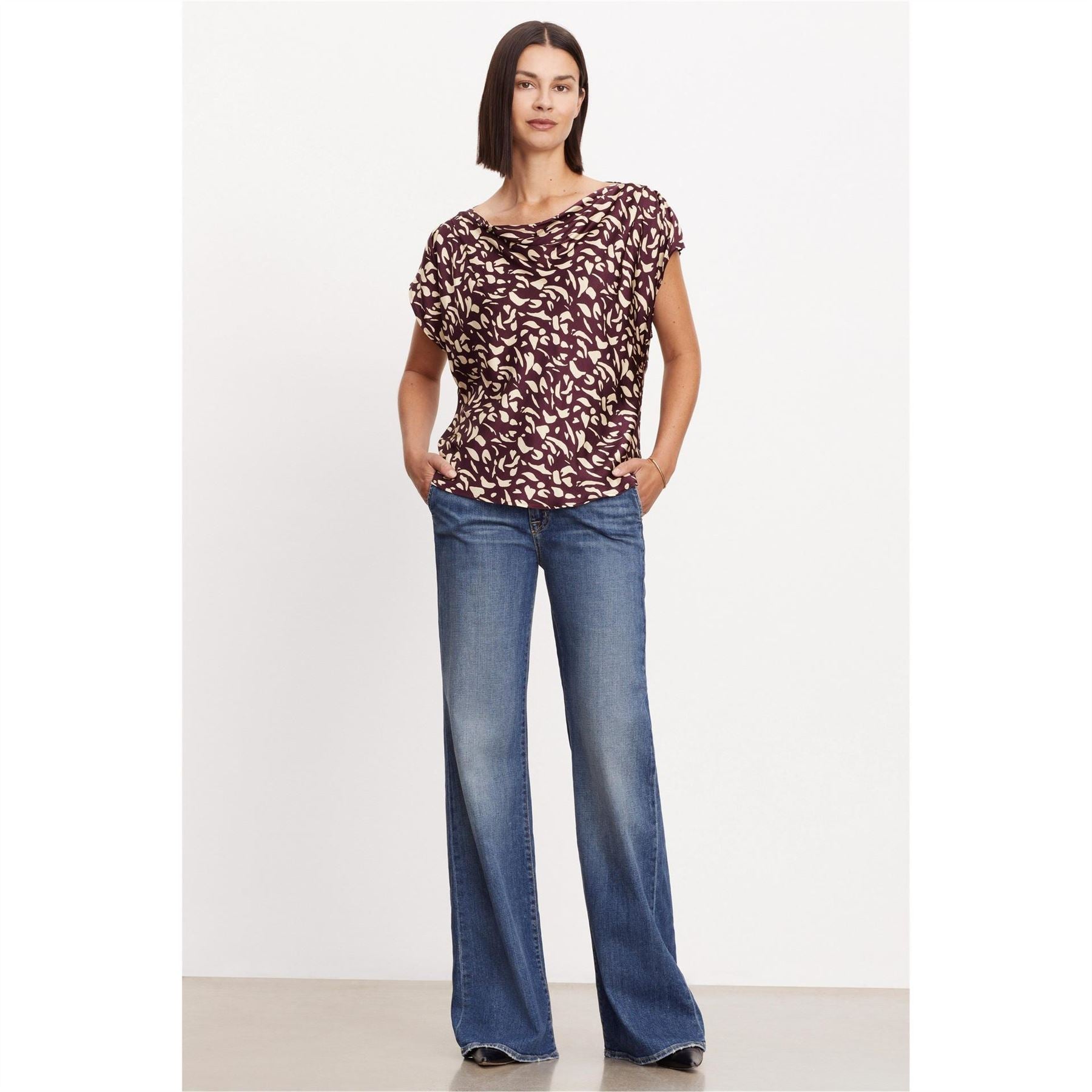 Velvet by Graham and Spencer Regular Fit Cowl Neck Cap Sleeve T-Shirt