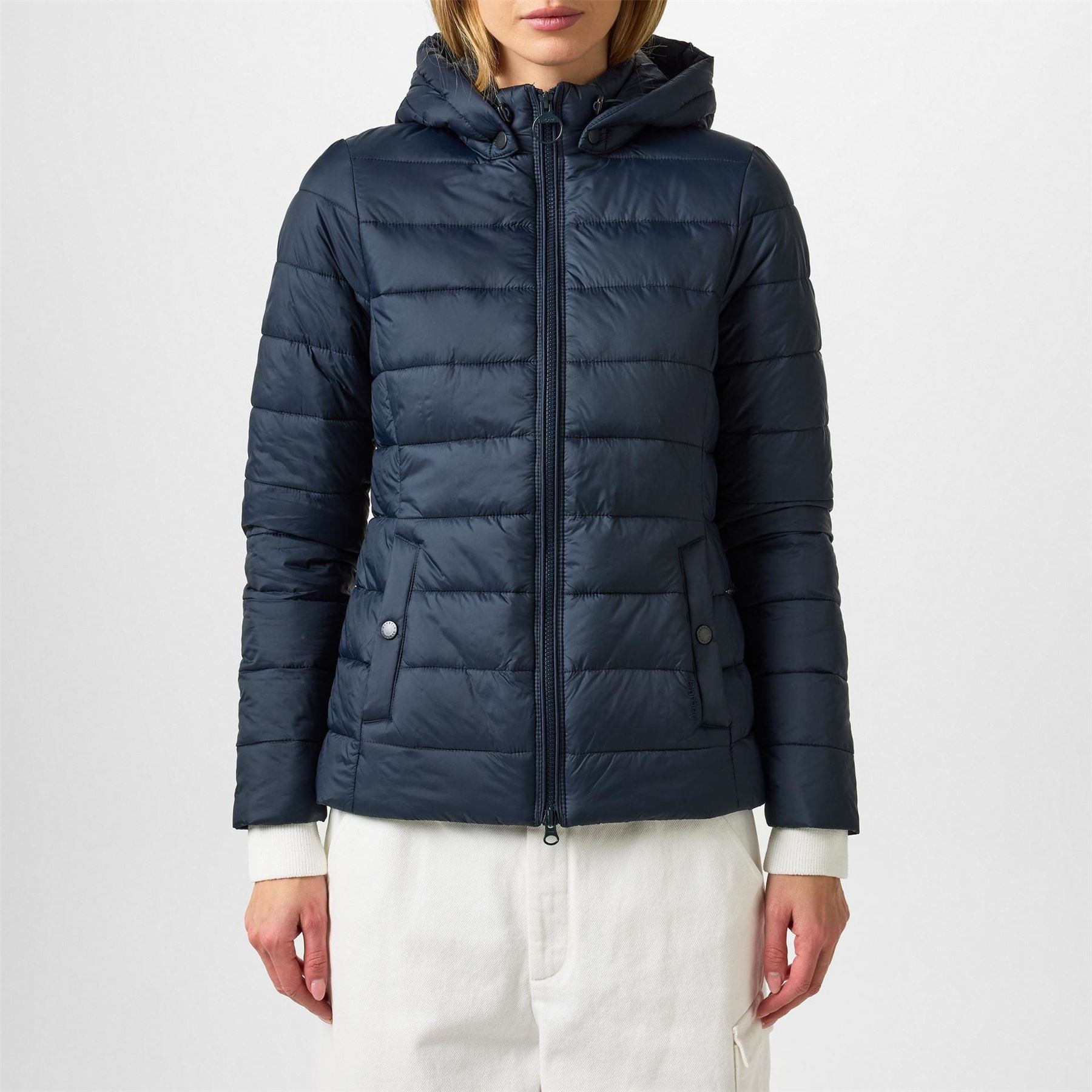 Barbour Shaw Quilted Detachable Hood Long Sleeve Short Puffer Jacket