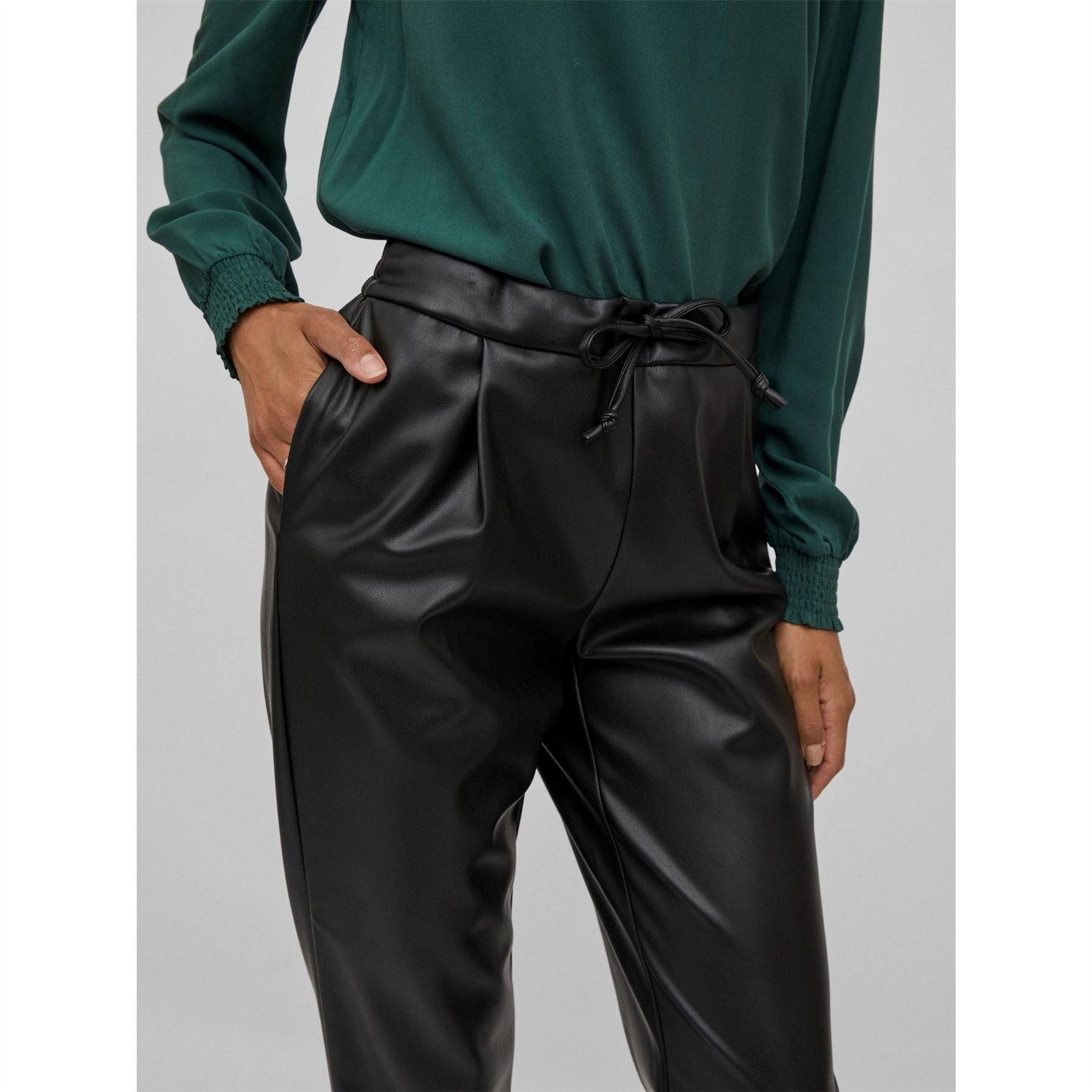 Vila Nille Coated Leather Trousers
