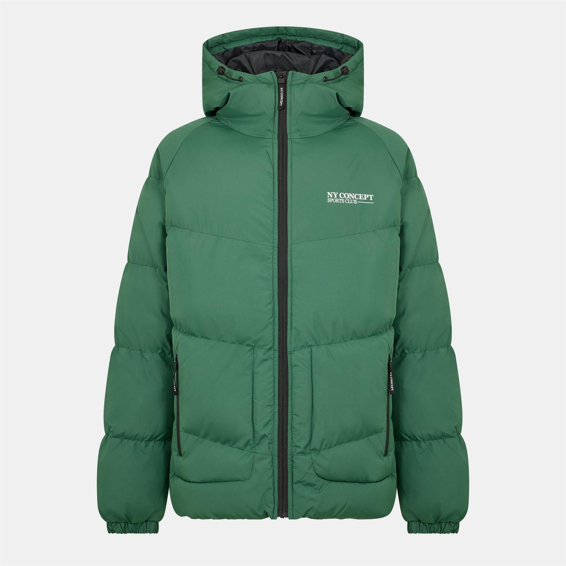 NY Concept Solid Patterned Hooded Zipped Pocket Puffer Jacket