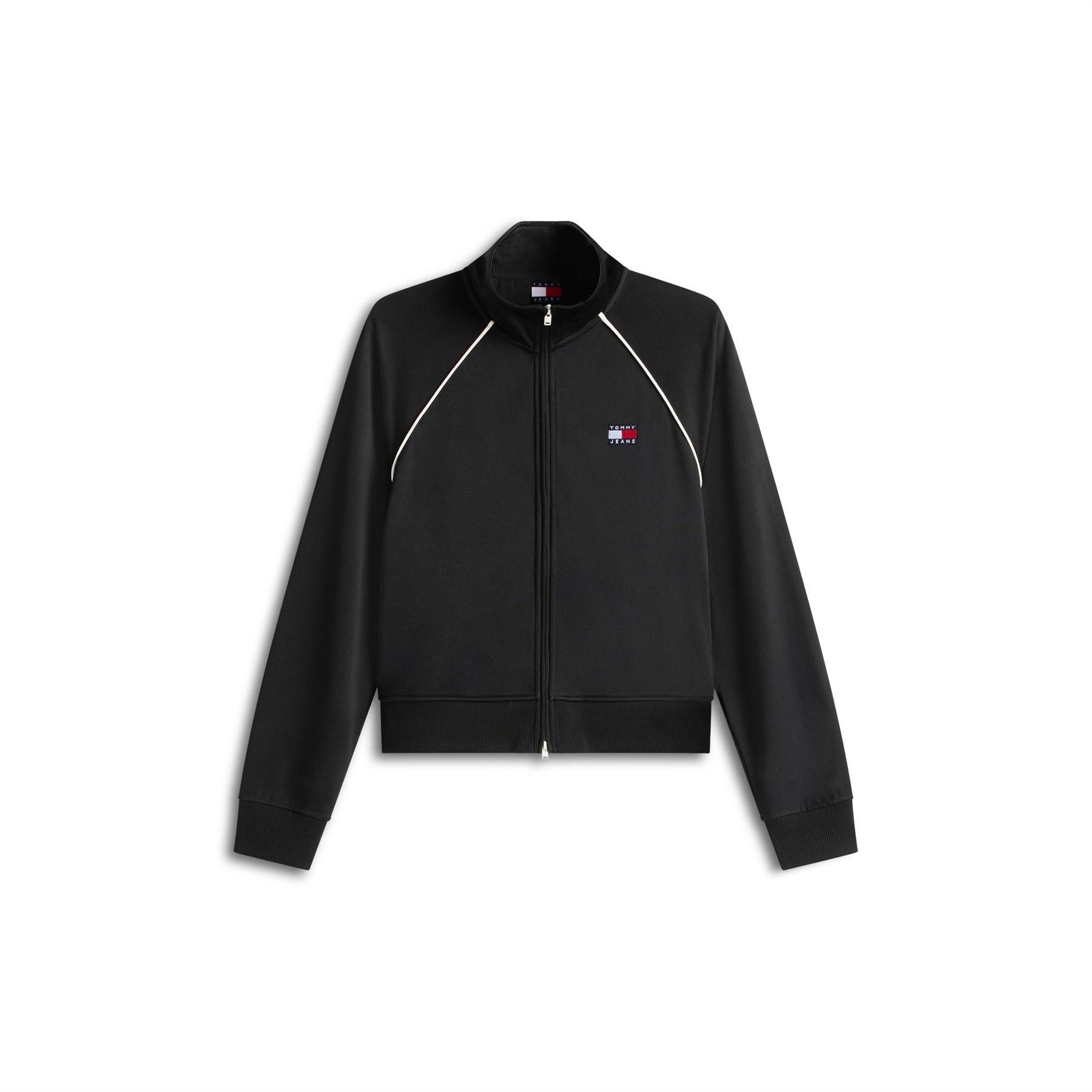 Tommy Jeans Badge Solid Patterned Contrast Piping Ribbed Cuff Track Jacket