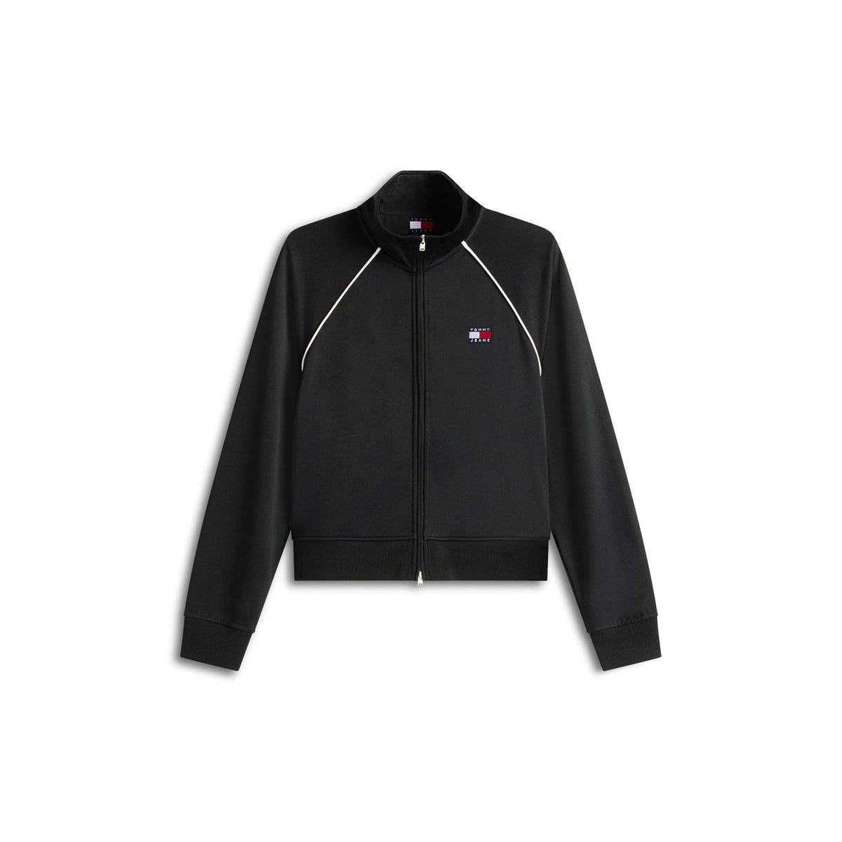 Tommy Jeans Badge Solid Patterned Contrast Piping Ribbed Cuff Track Jacket