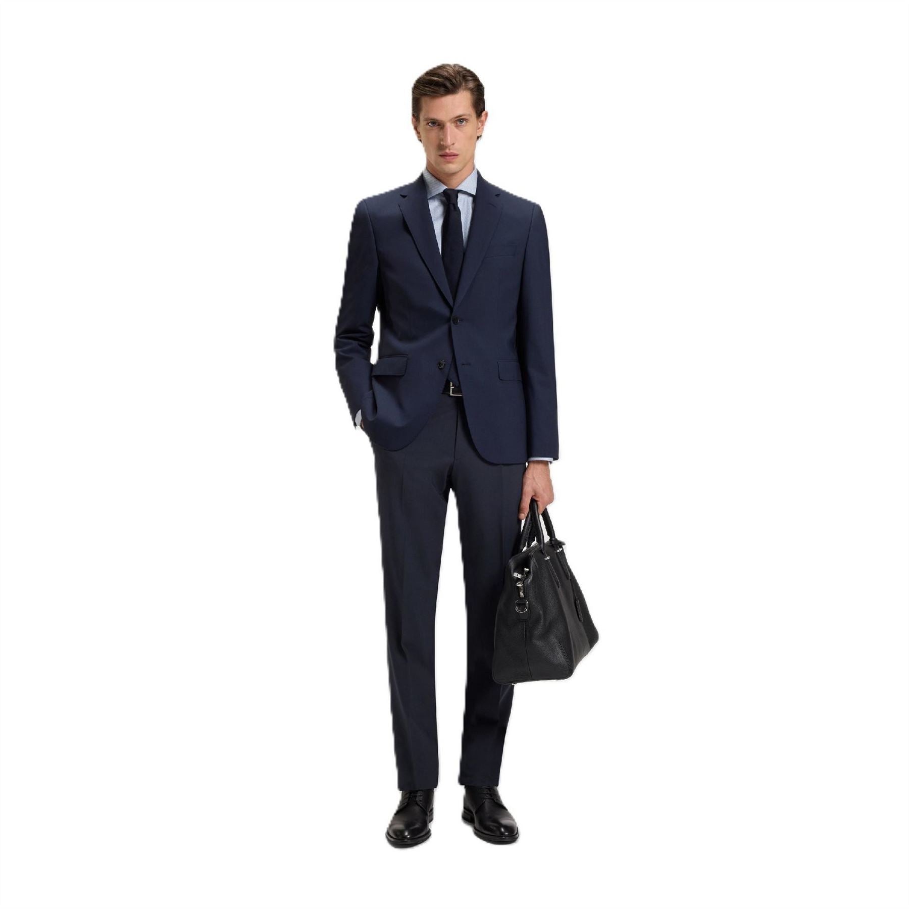 Boss Lenon Solid Patterned Straight Suit Trousers