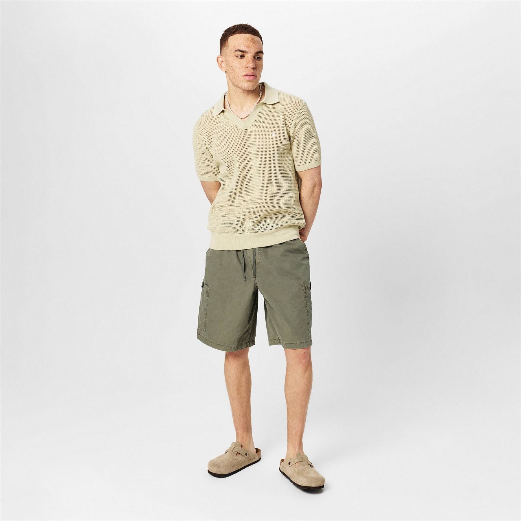 Jack Wills Open Knit Short Sleeve Polo Shirt