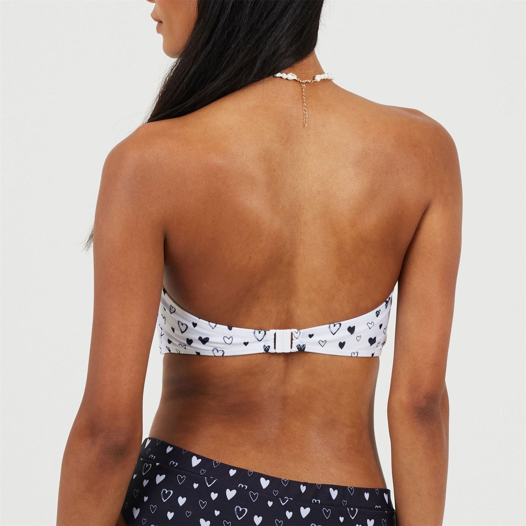 Brave Soul Heart Print Bandeau Bikini Top