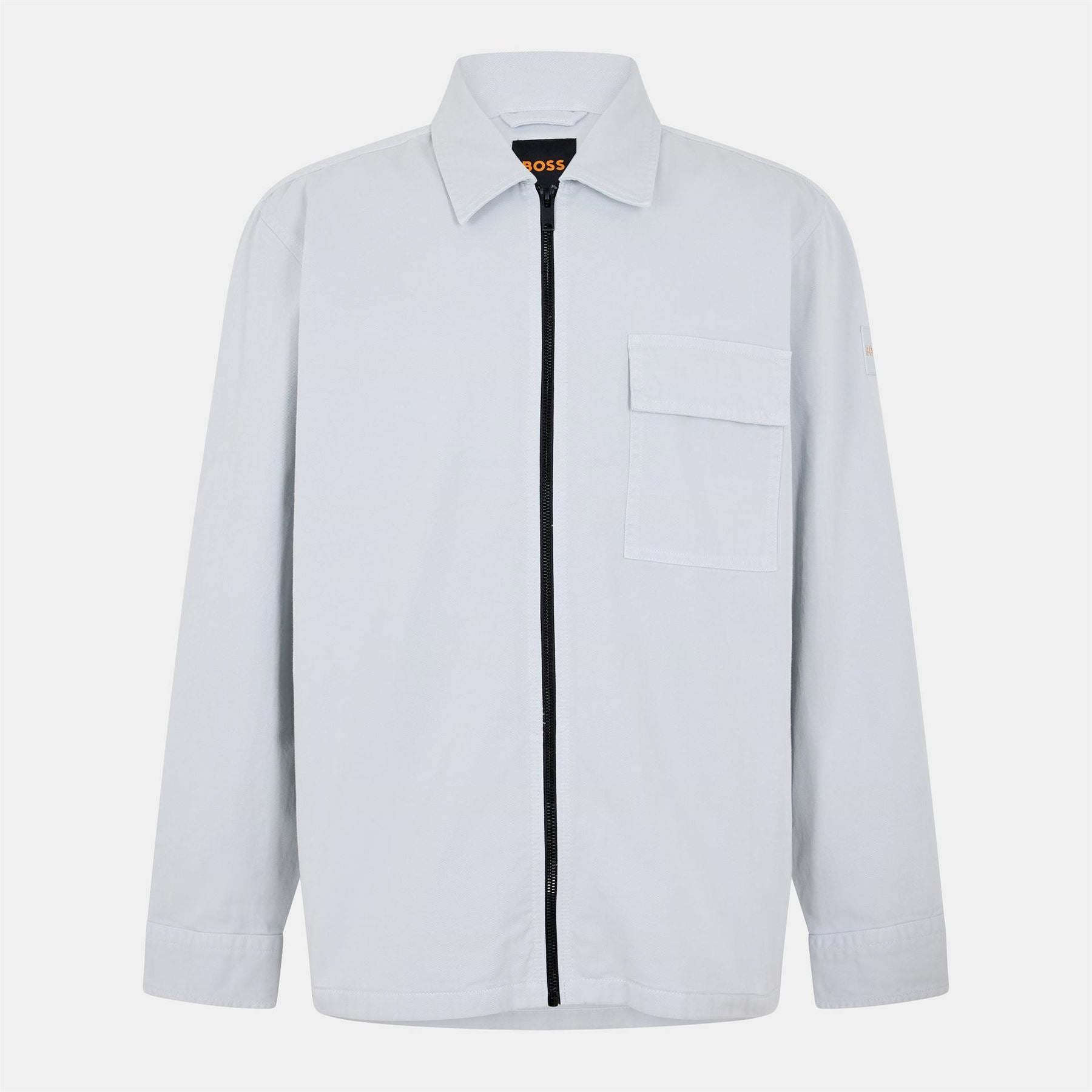 Boss Solid Patterned Overshirt with Chest Pocket