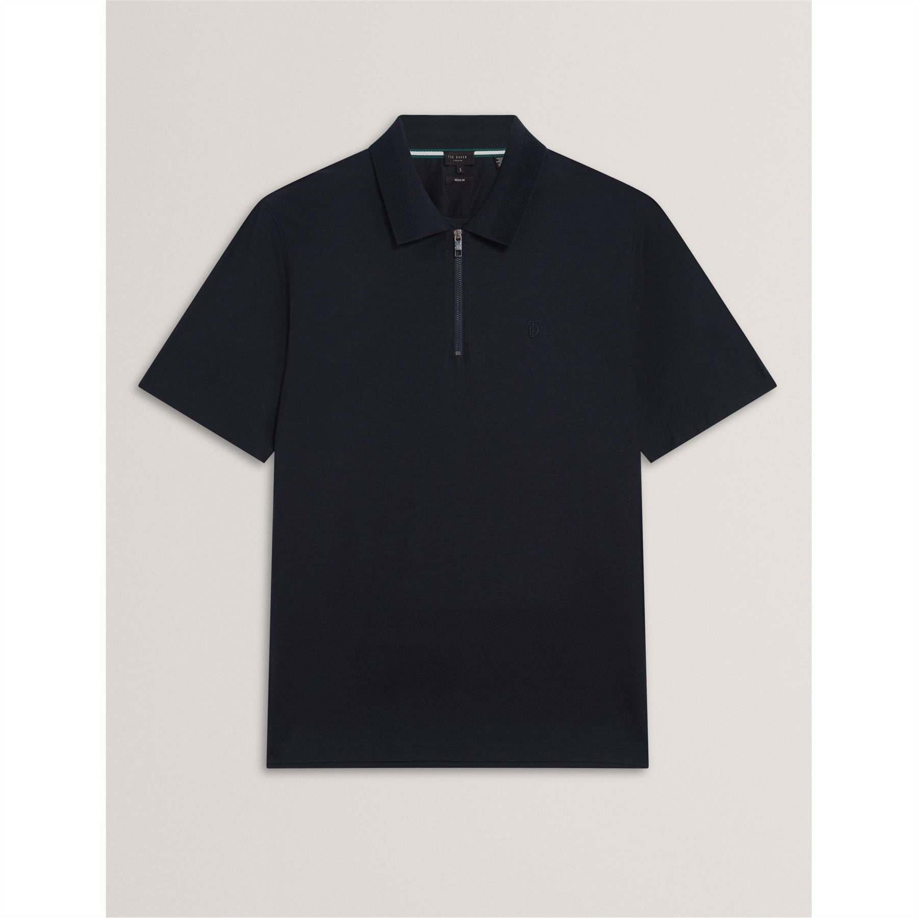 Ted Baker Textured Zip Neck Collared Short Sleeve Polo Shirt