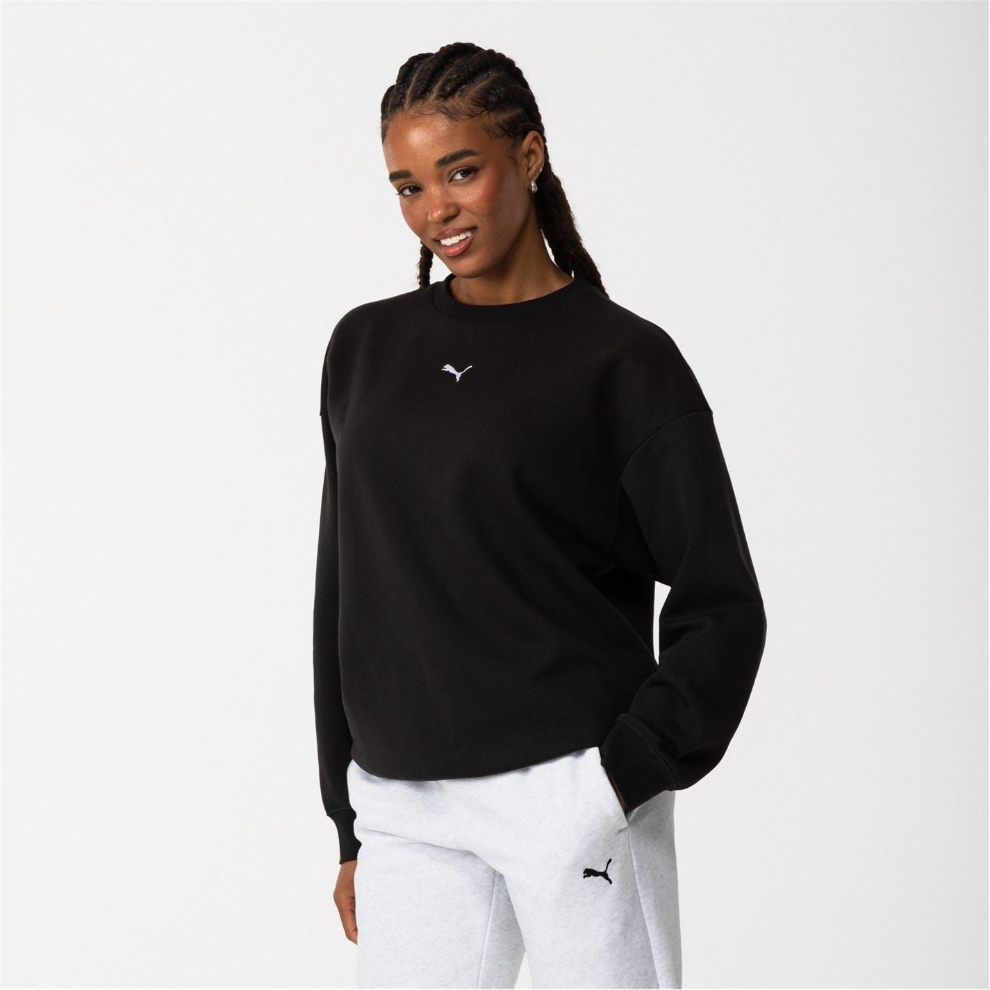 Puma Womens Ess Oversized Crew Fl Sweatshirt
