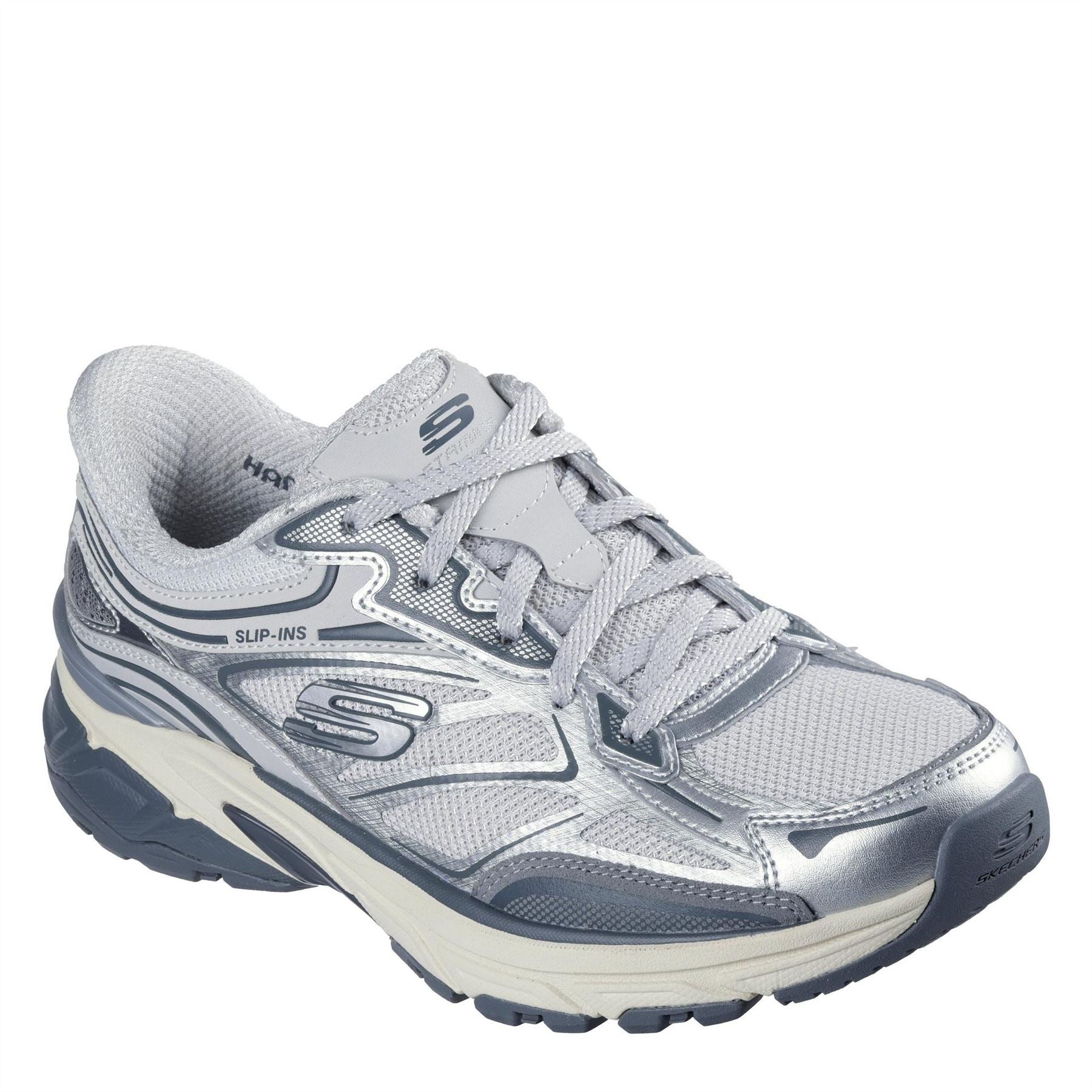 Skechers Womens Overlay Mesh Lace Up Slip  Runners
