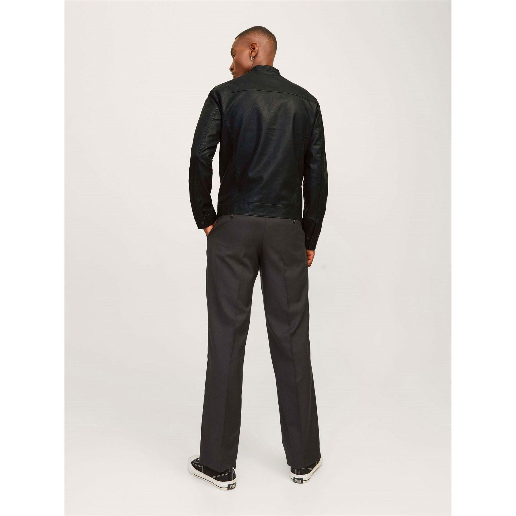 Jack and Jones Warner Solid Patterned Snap Button Zipped Pocket Jacket