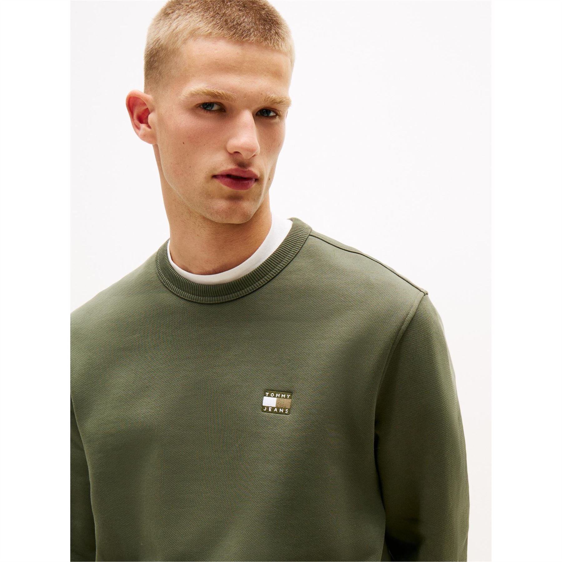 Tommy Jeans TJM Rubber Badge Regular Fit Crew Neck Long Sleeve Sweatshirt