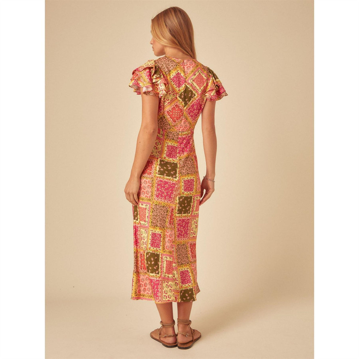Nobodys Child Layla V-Neck Short Sleeve Midi Dress